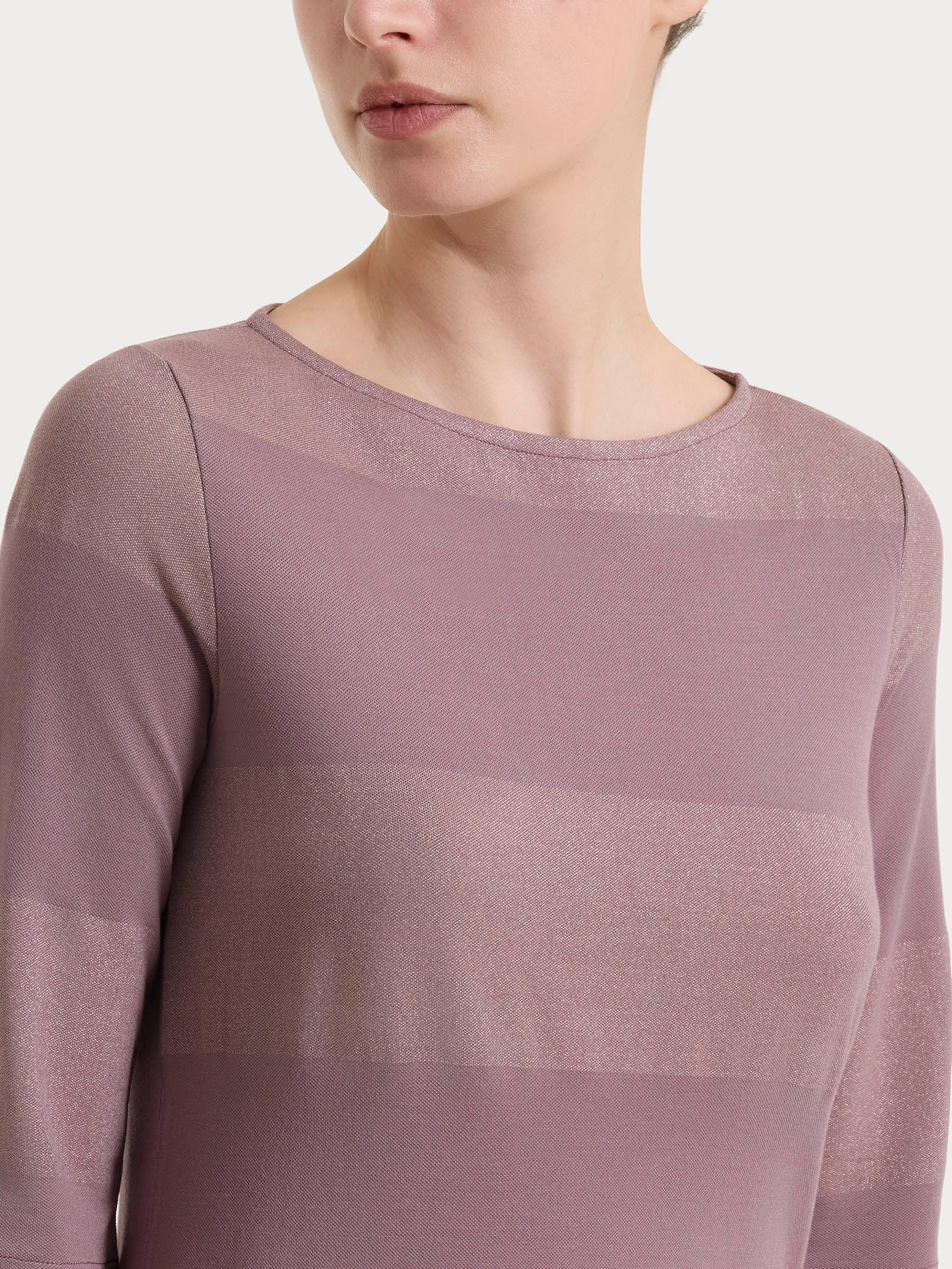 Ragno Summer Light Maglietta Manica 3/4 Twilight Mauve Righe Lurex