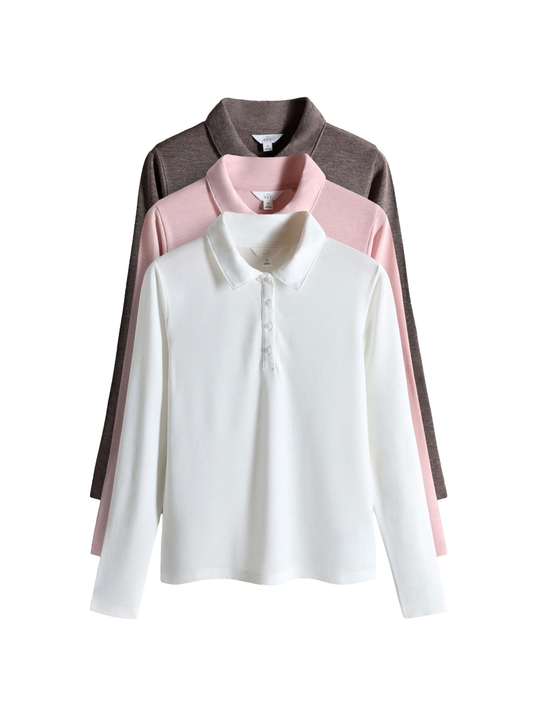 The Set polo donna maniche lunghe confezione 3 pz