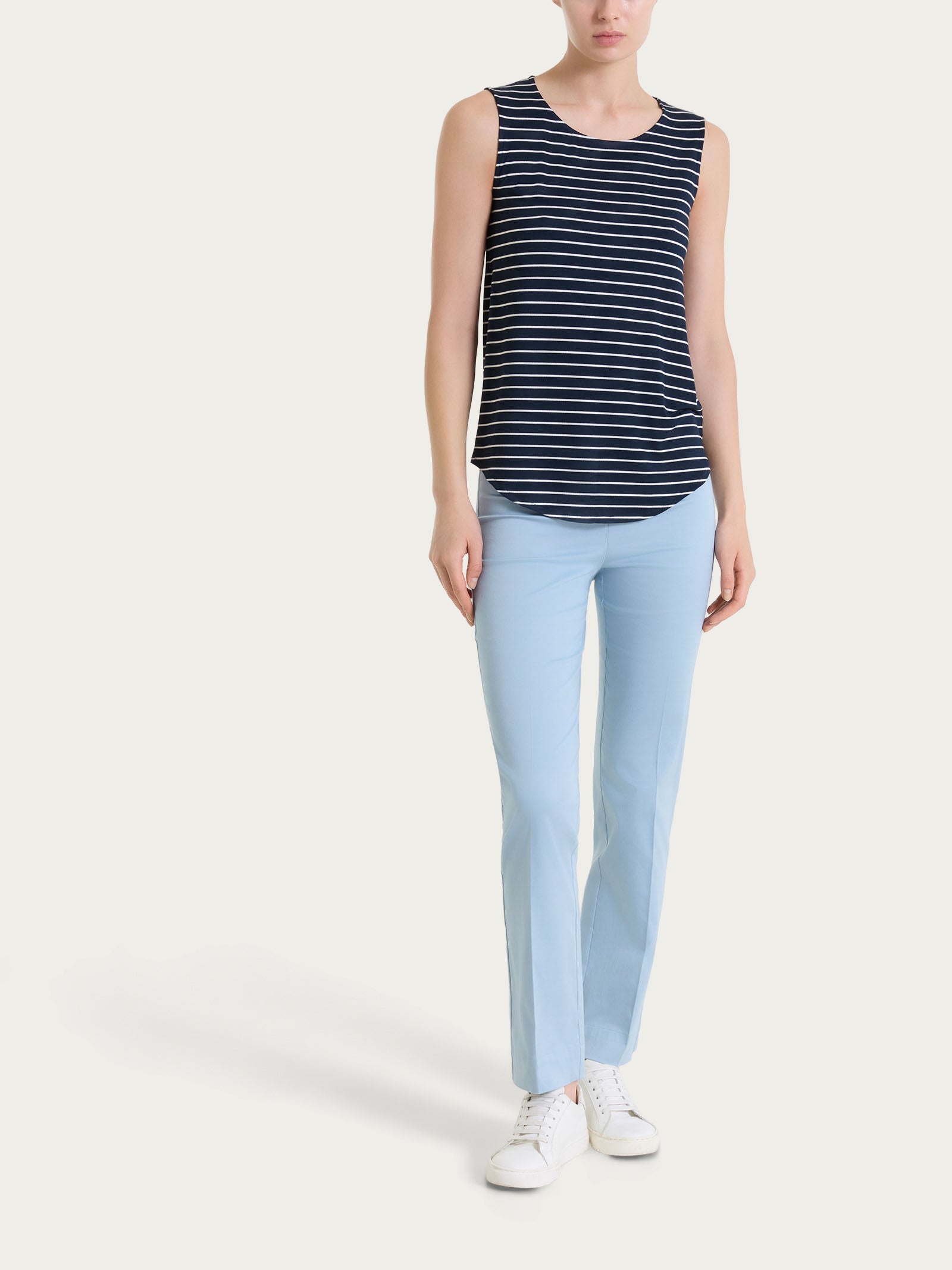 Ragno Satin Power pantalone capri dusty blue cotone