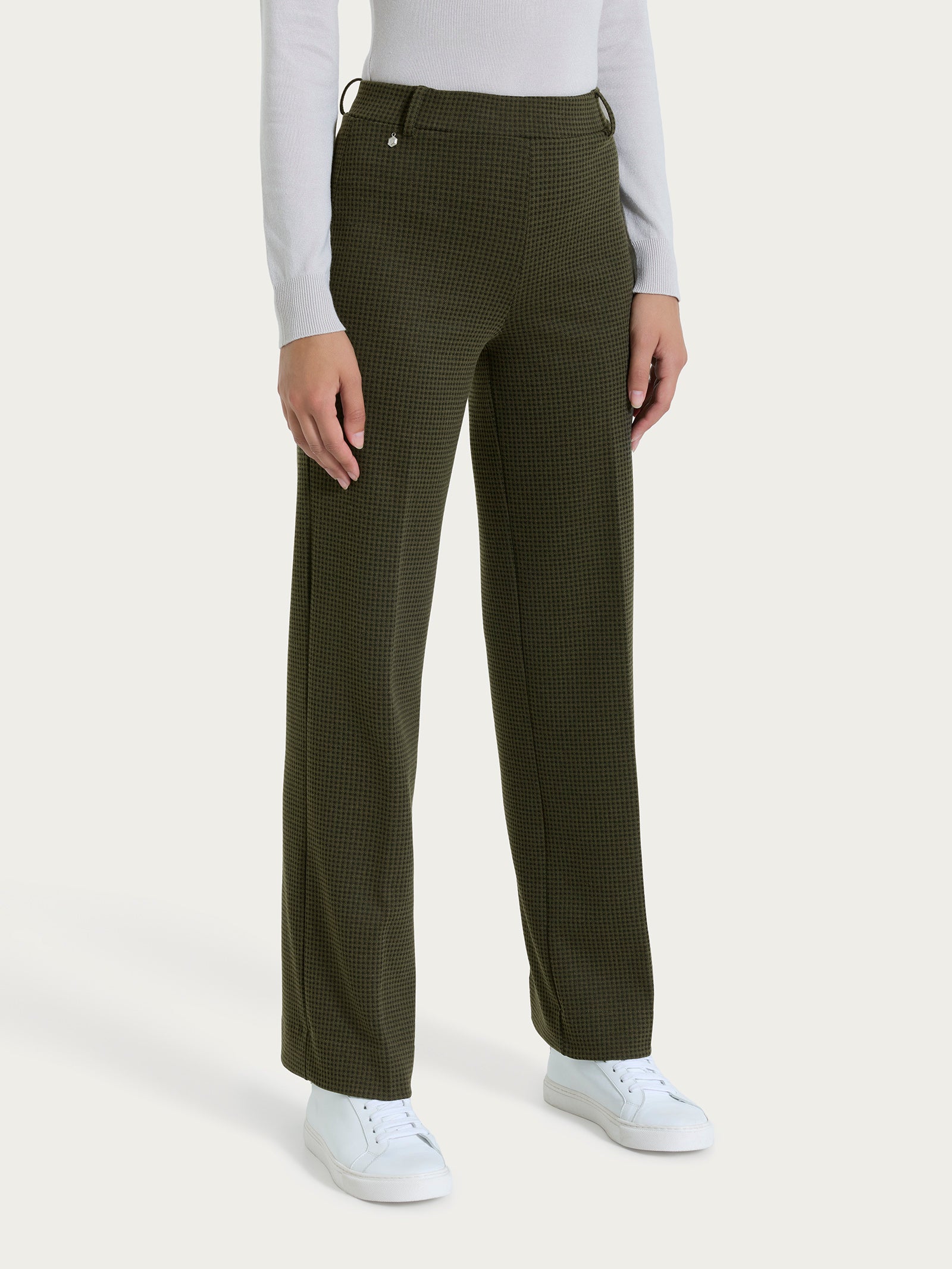 Ragno Eco Jacquard Pantalone Ampio Micro Check Dark Olive