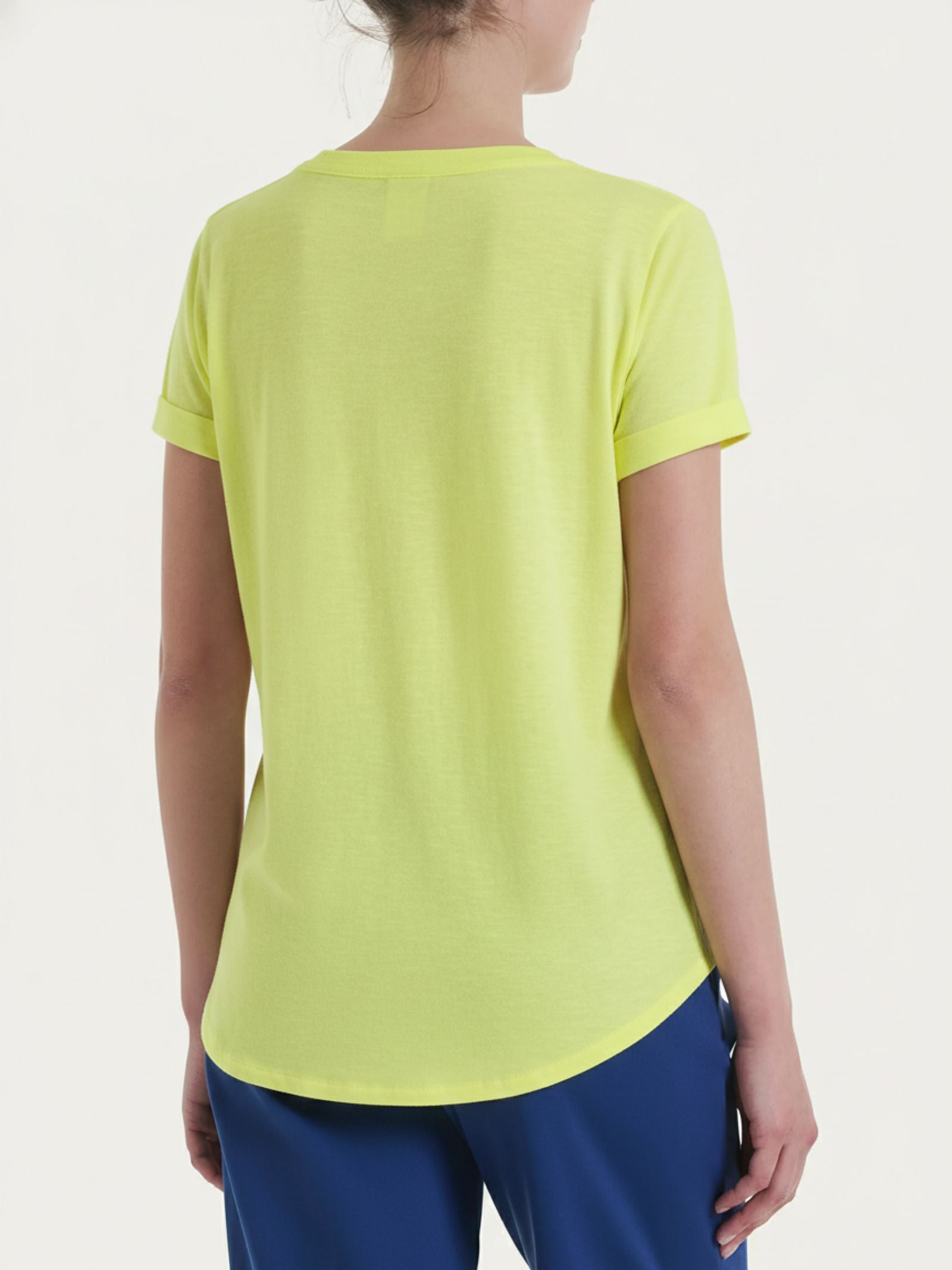 Ragno Slub Jersey Maglietta Scollo a V Acacia puro cotone