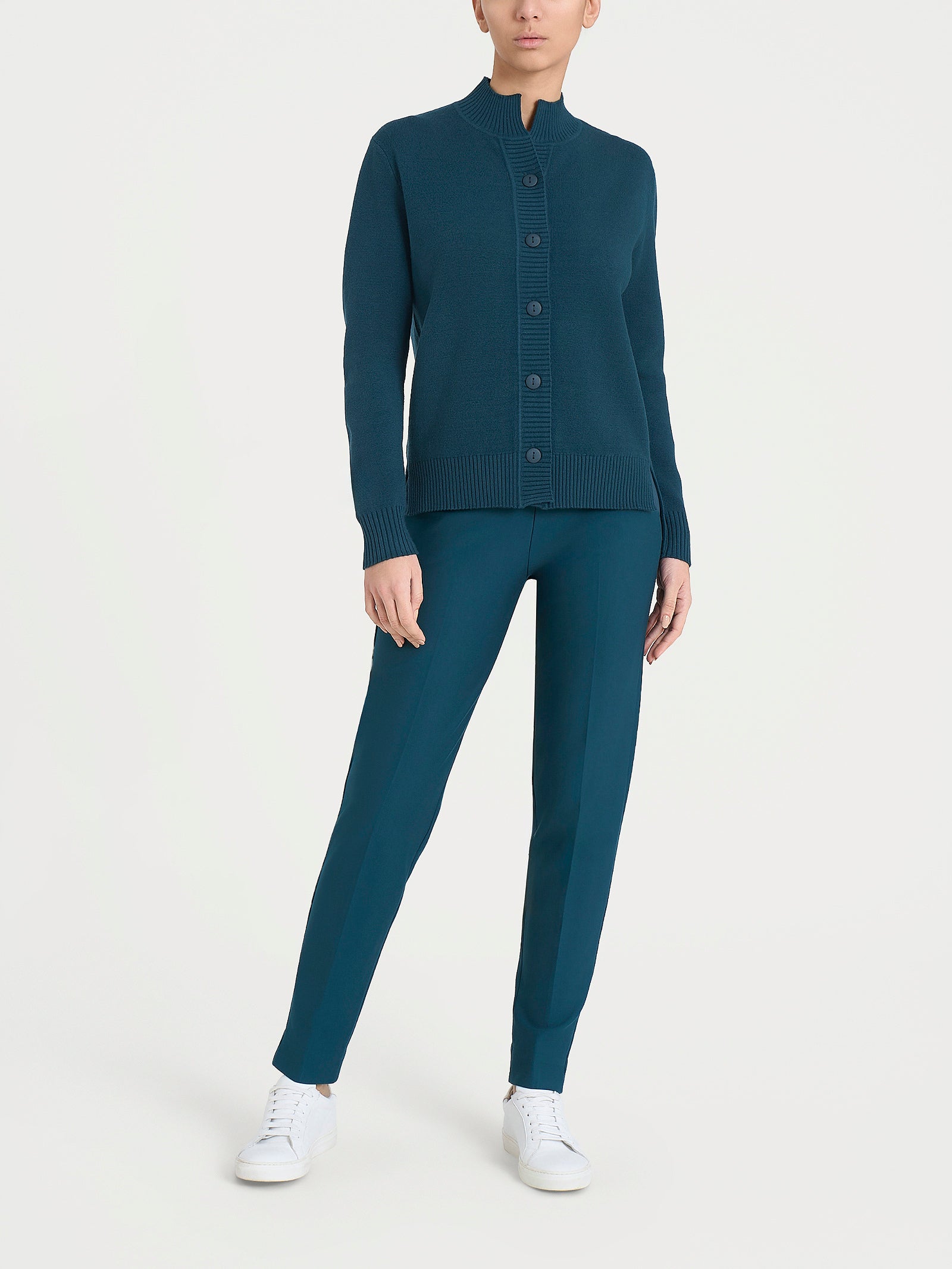 Ragno Super Soft Cardigan Collo Alto Blu Viscosa