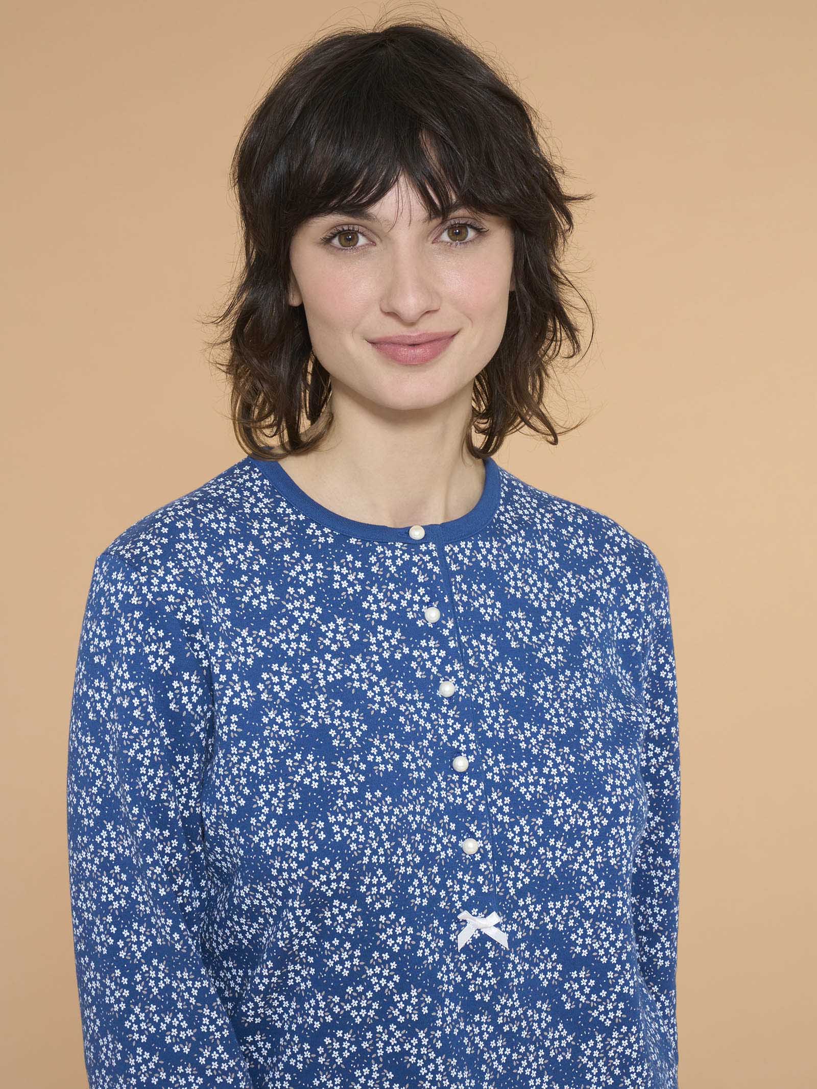 Ragno Pigiama Serafino Fiori Set Sail Interlock Cotone Caldo