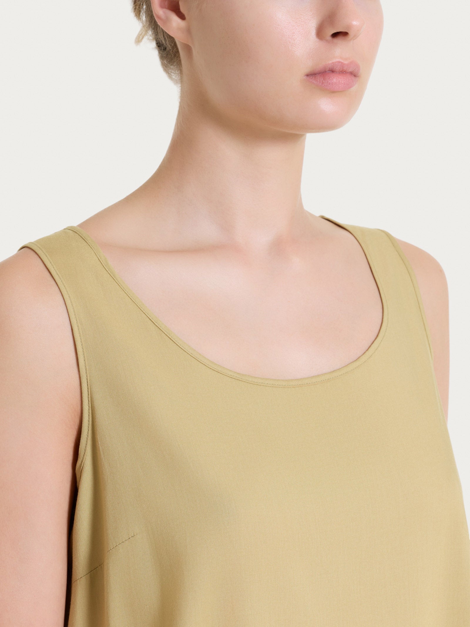 Ragno Voile Stretch top spalla larga khaki vestibilità soft