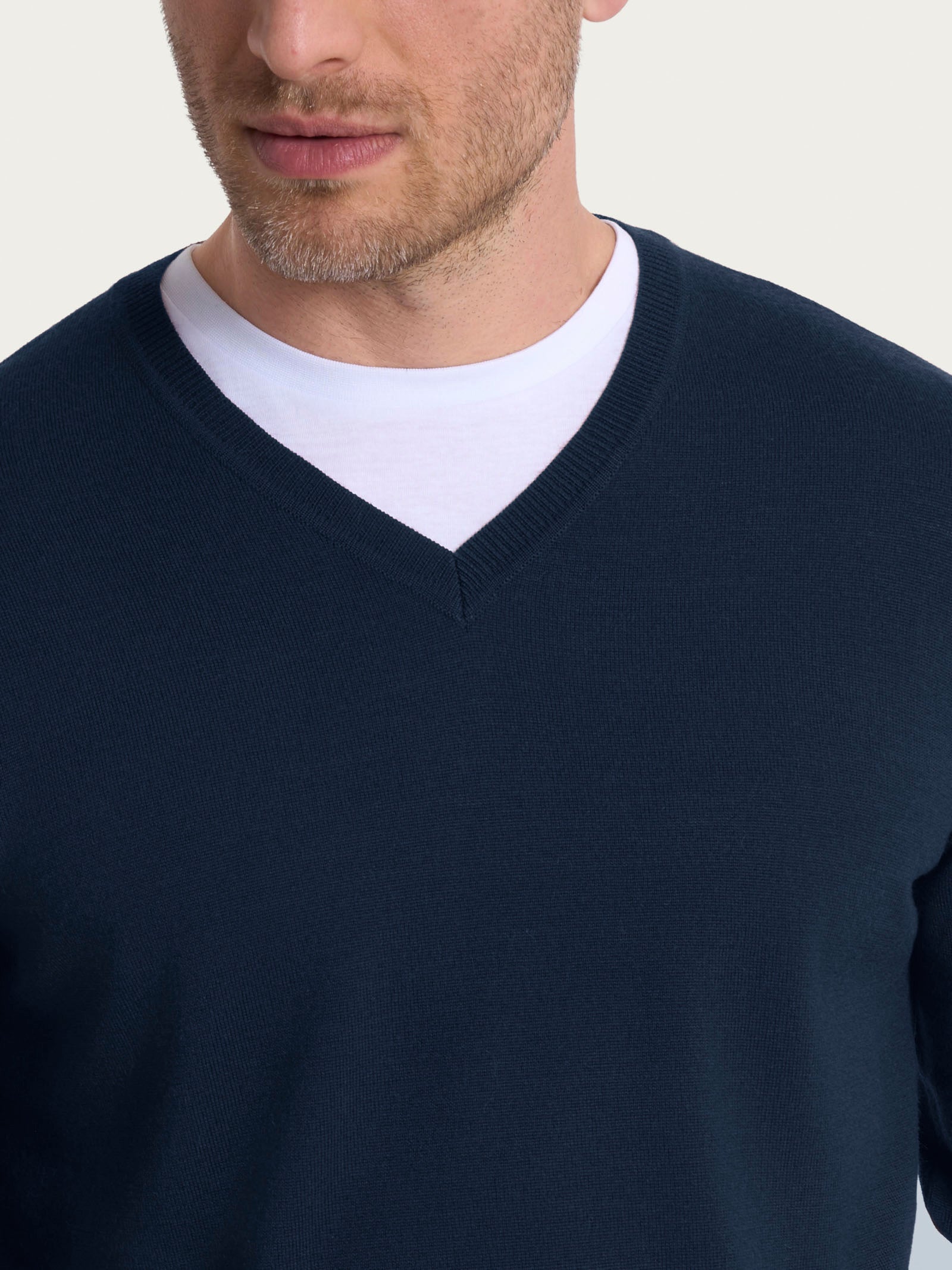Ragno Merino Soft pull scollo V lana uomo bleu