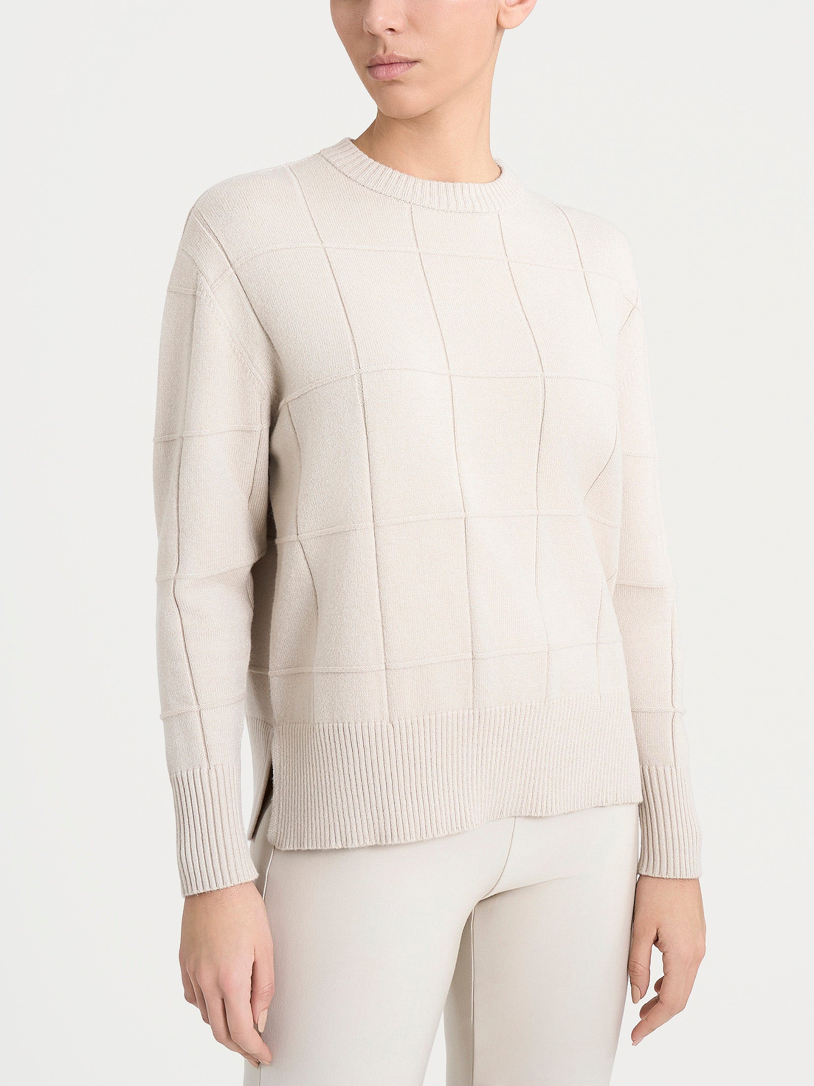 Ragno Four Seasons Maglia Girocollo Check Champignon Boxy Morbida