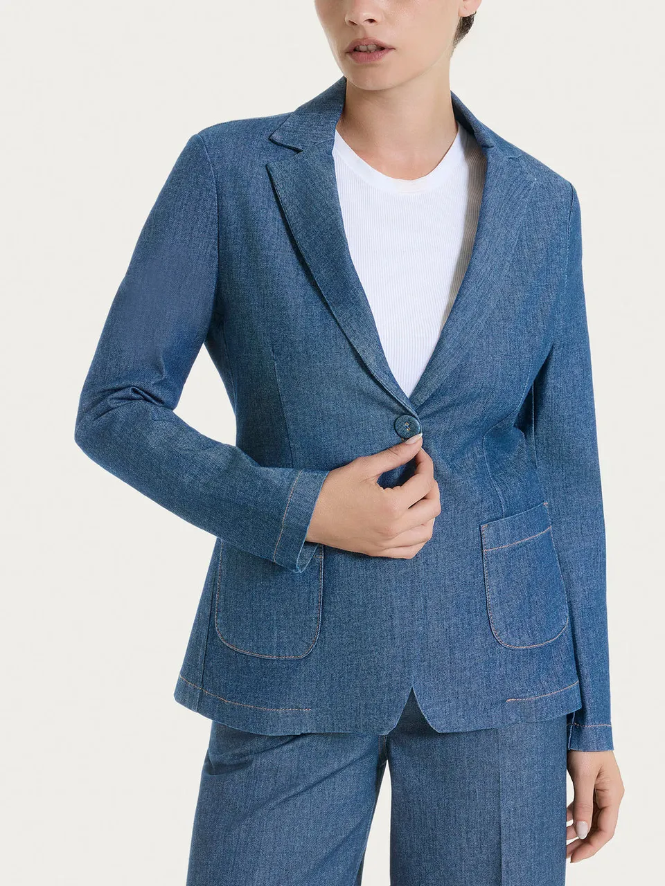 Ragno Super Denim giacca due bottoni delavé denim leggero