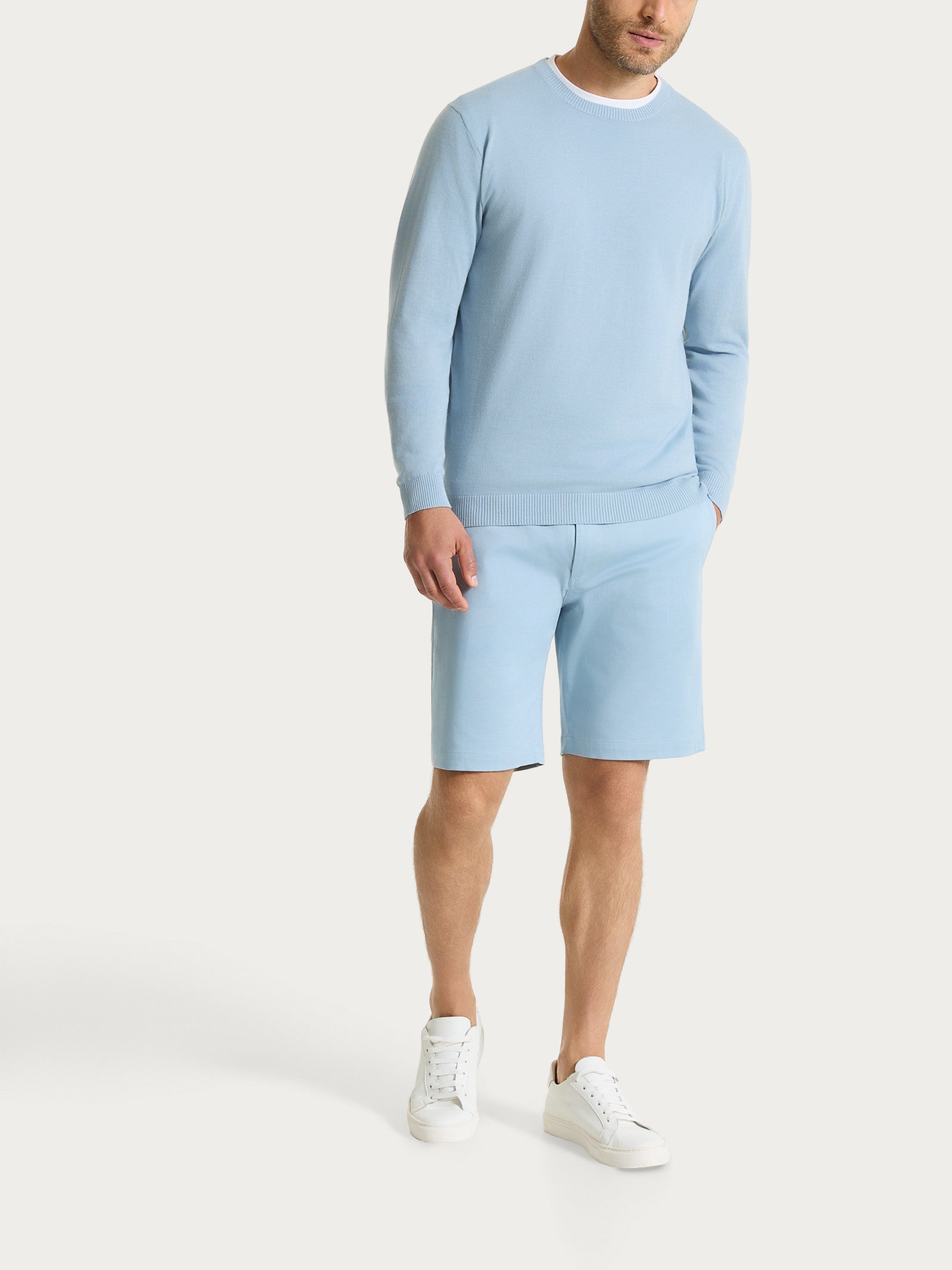 Ragno Puro Cotone Maglia Girocollo Dusty Blue Uomo