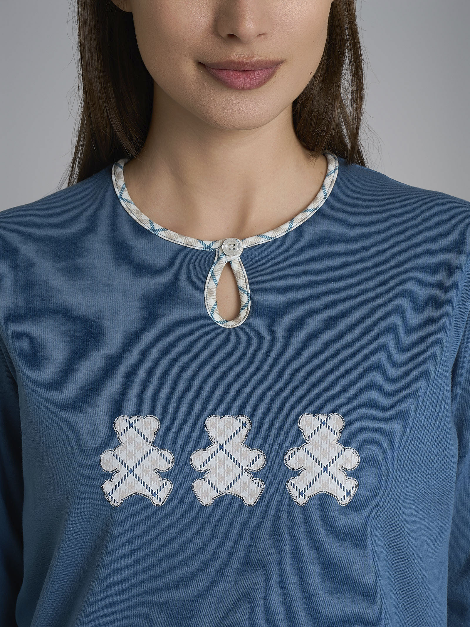 Ragno Sweet Emotion Pigiama Lungo Cotone Fant. Real Teal Tartan