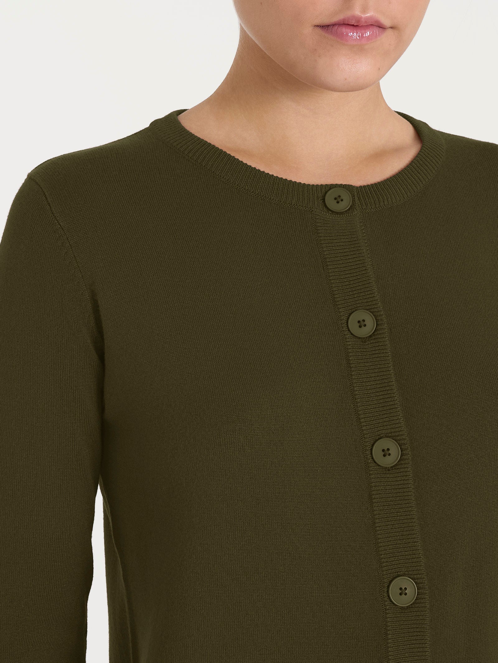 Ragno Four Seasons Cardigan bottoni dark olive viscosa