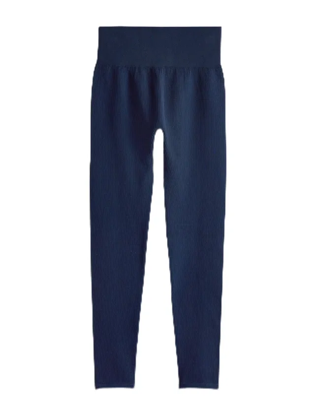 Next leggings donna coste vita alta blu senza cuciture