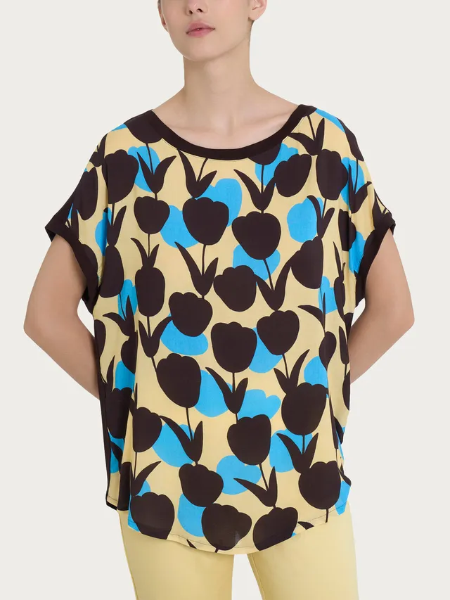 Ragno Viscosa Summer t-shirt tulipani Azzurro