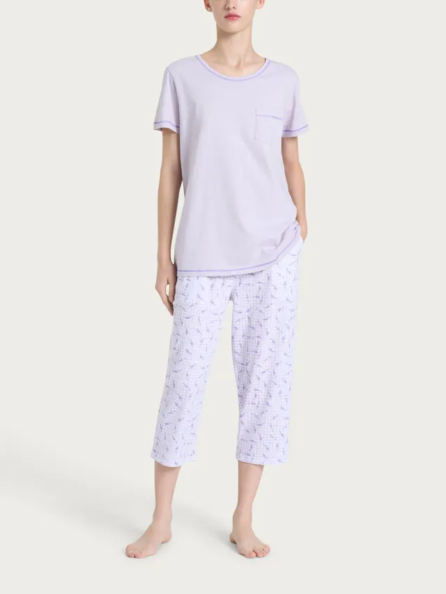 Ragno Jersey Cotone pigiama corto pinocchietto rosa fantasia