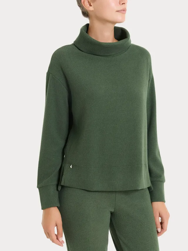 Ragno Velvet Felpa Collo Ciambella Over Bronze Green