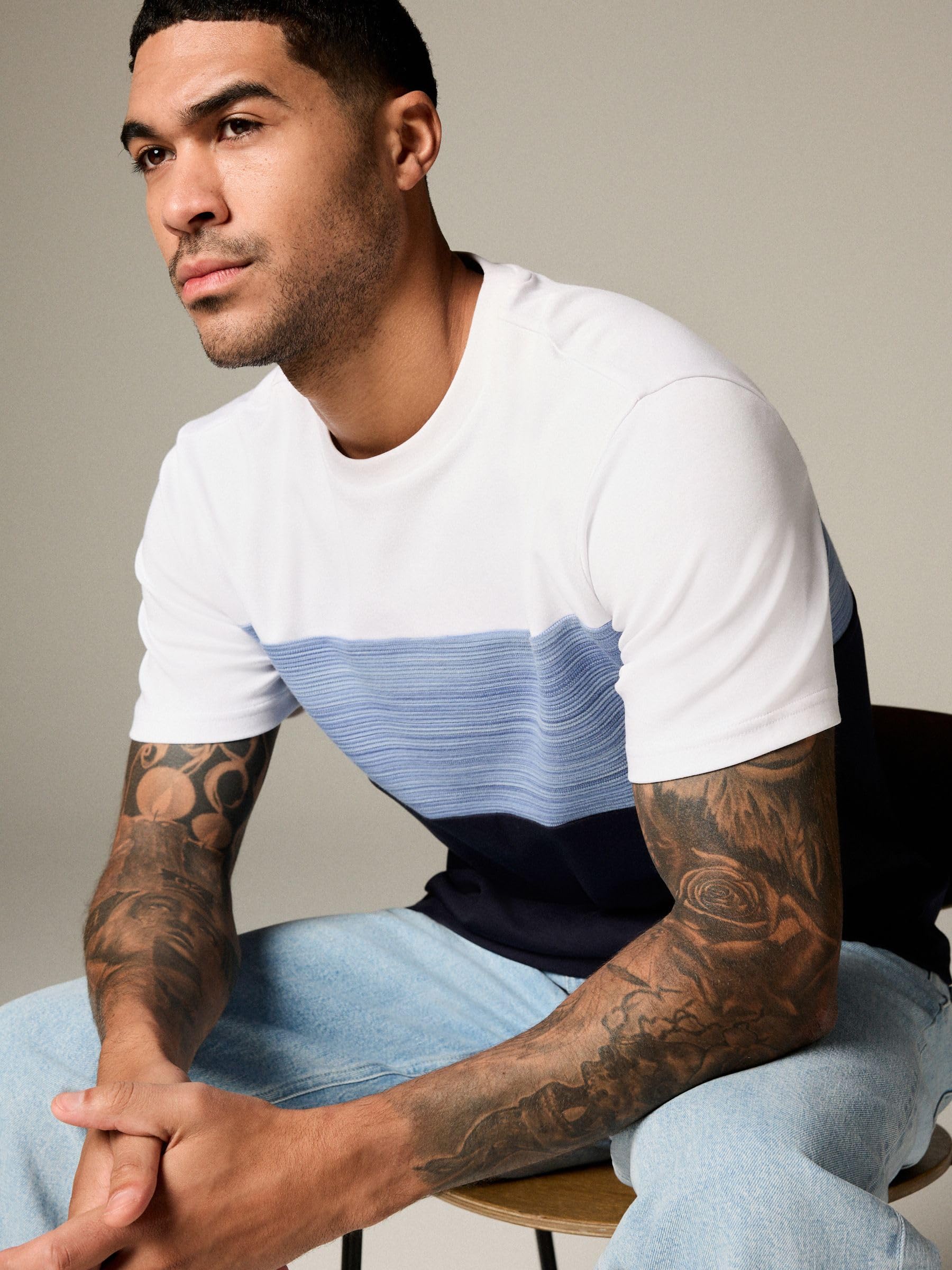 Next t-shirt uomo L a blocchi color block cotone