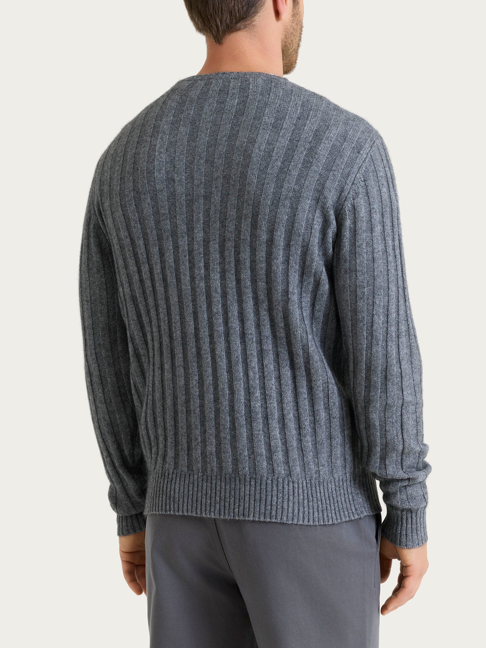 Ragno pull girocollo costa piatta maglia ferro melange calda