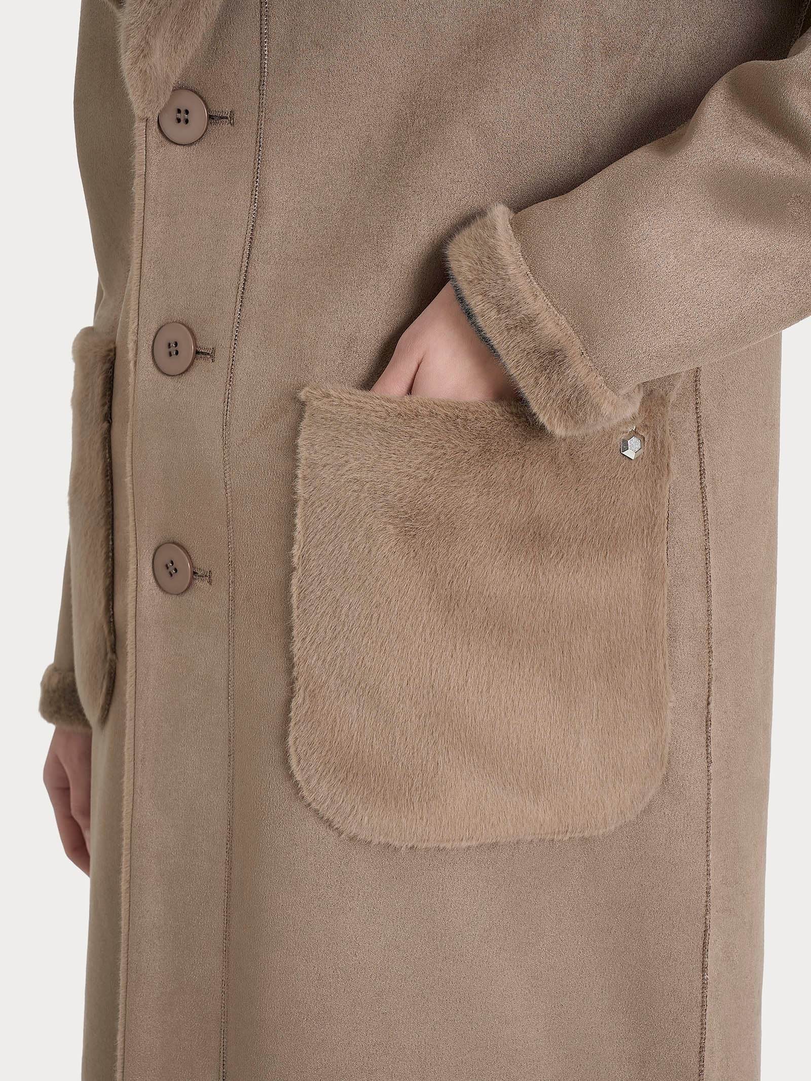 Ragno cappotto lungo double-face Vegan Shearling marrone