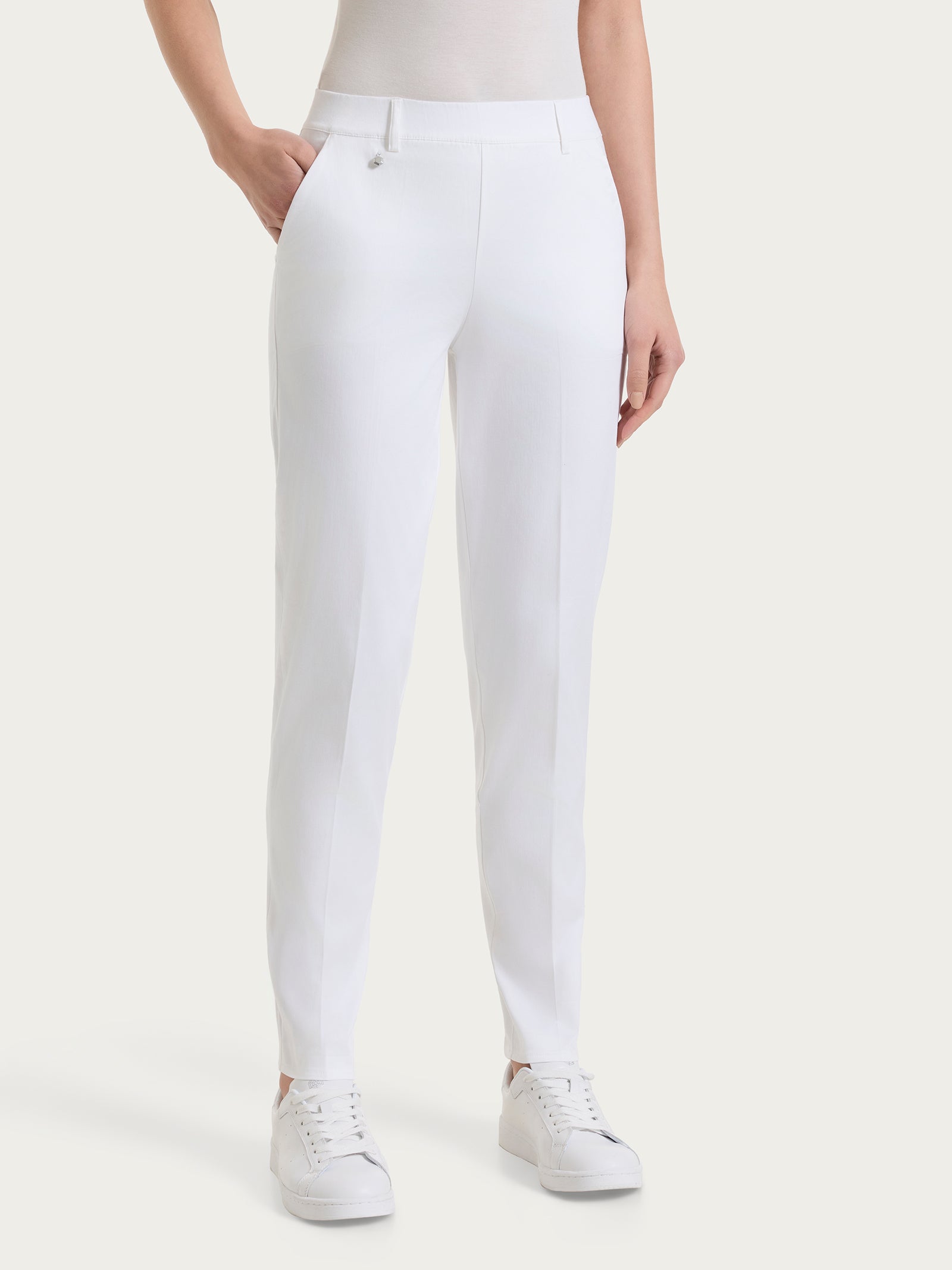 Ragno Satin Power pantalone chino slim con tasche Bianco cotone
