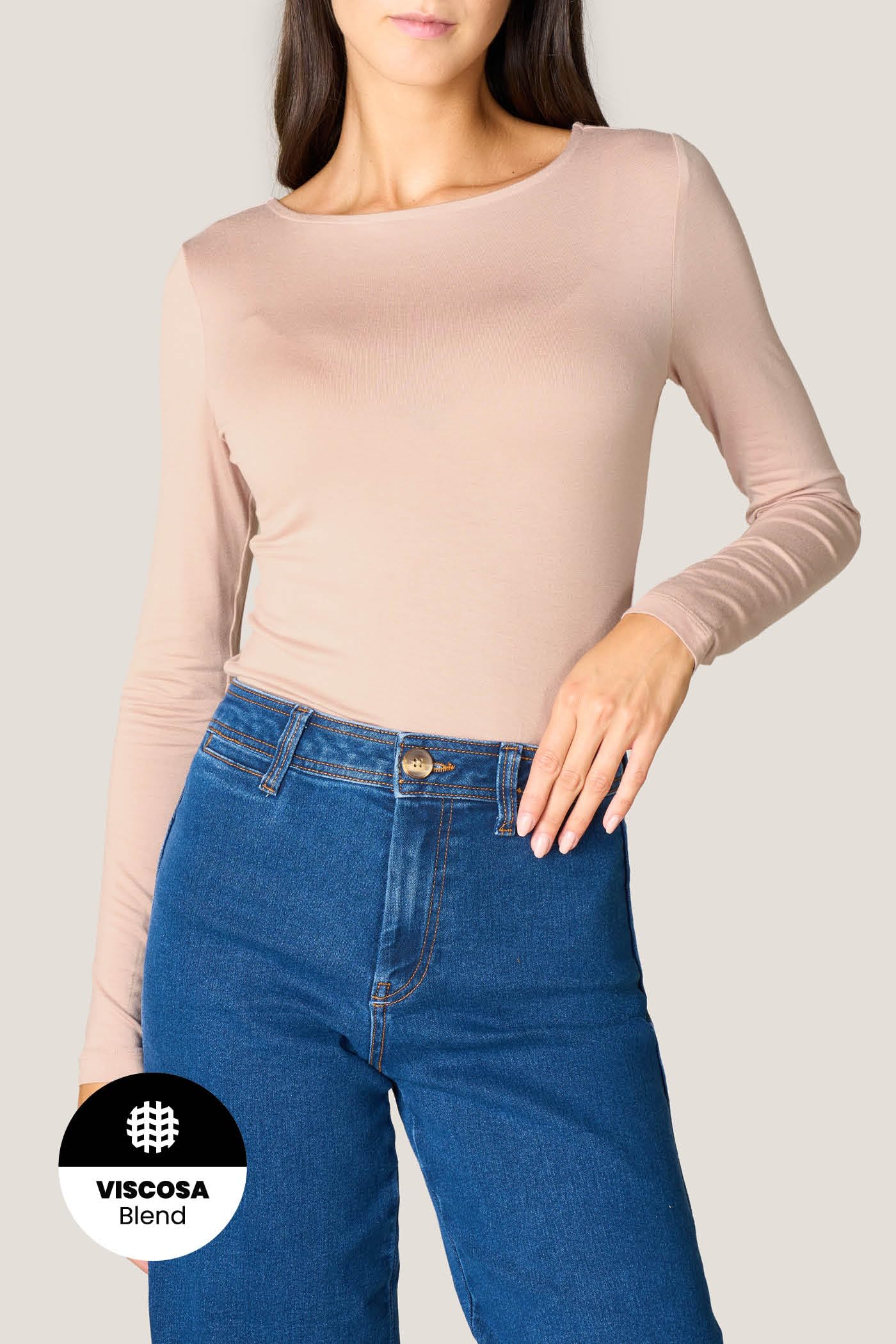 Goldenpoint maglia manica lunga scollo barchetta viscosa