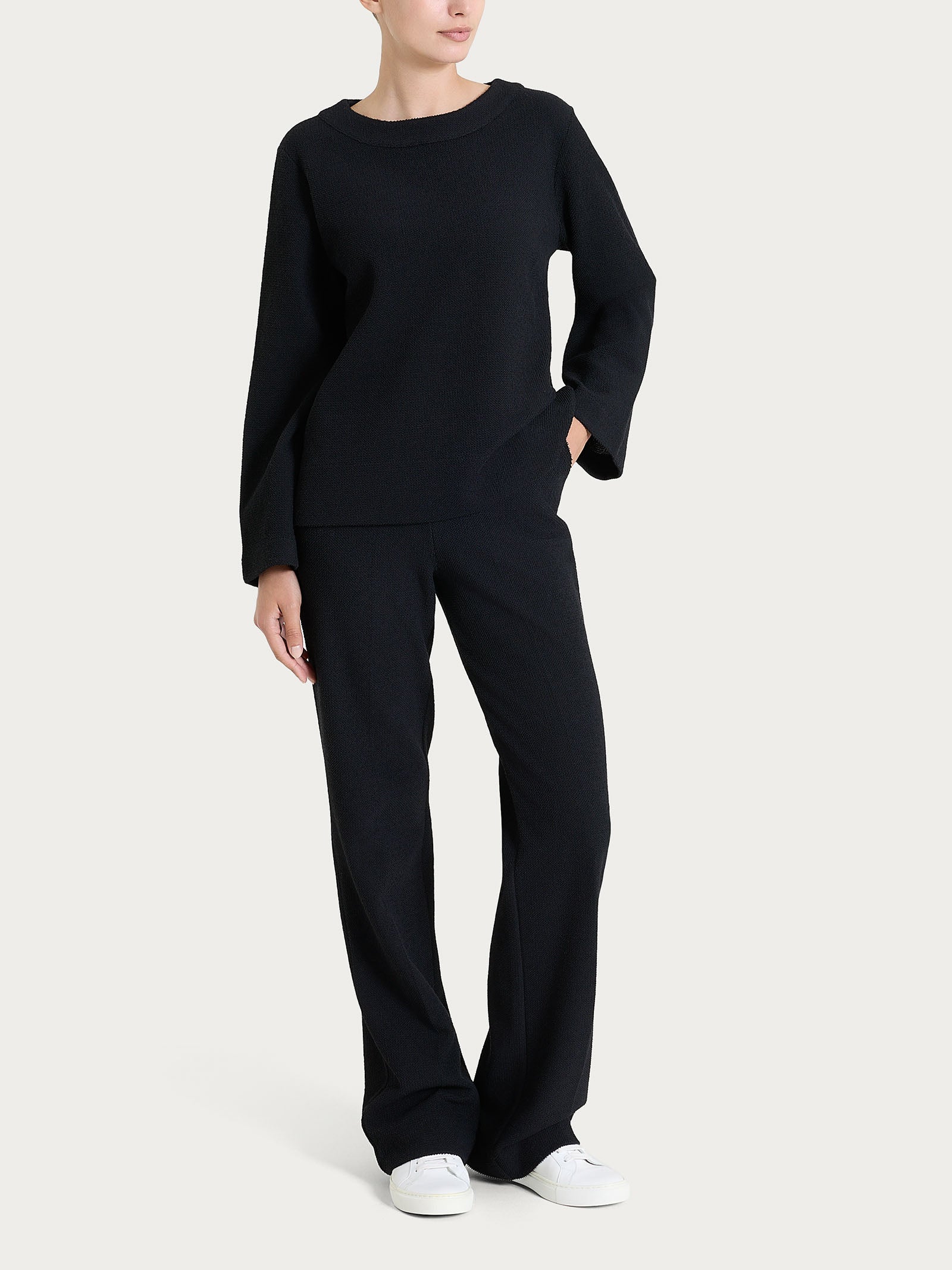 Ragno felpa girocollo Japanese Fleece nera Nero