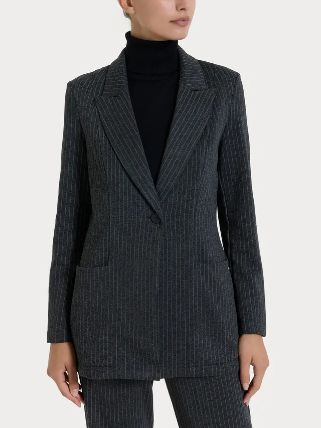 Ragno Compact Blazer Over Gessato Giacca Fant.Oscuro Mel