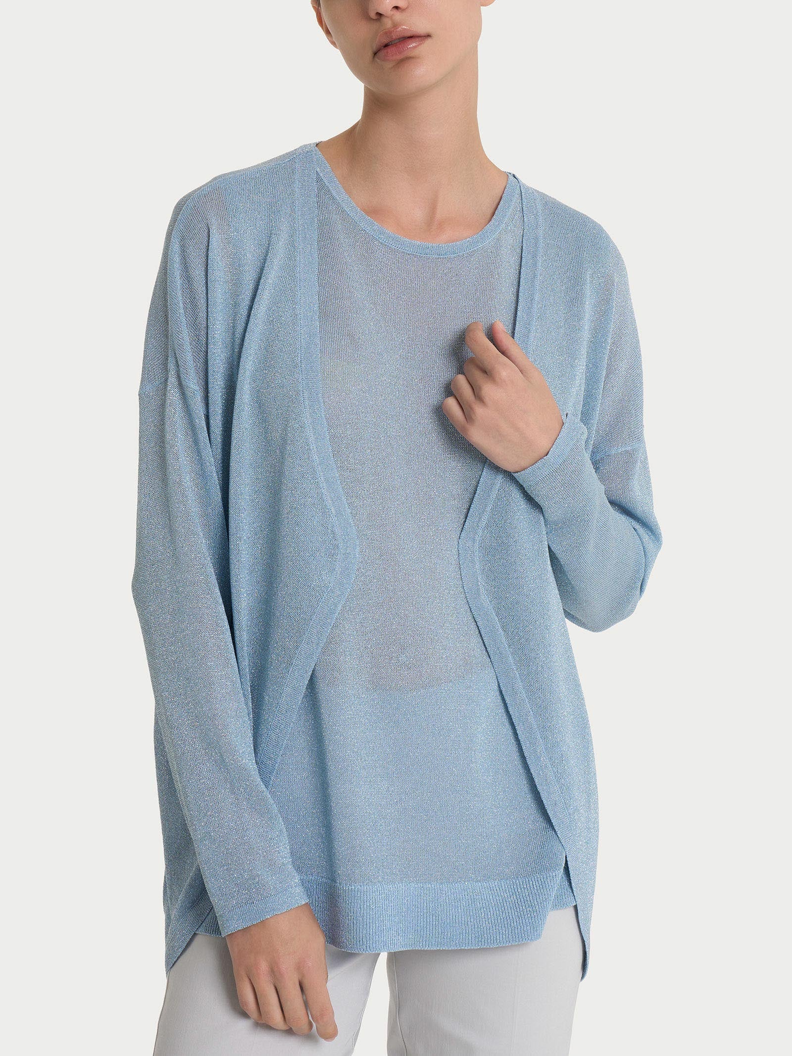 Ragno Crêpe Lurex Cardigan Aperto Lungo Skyway luminoso