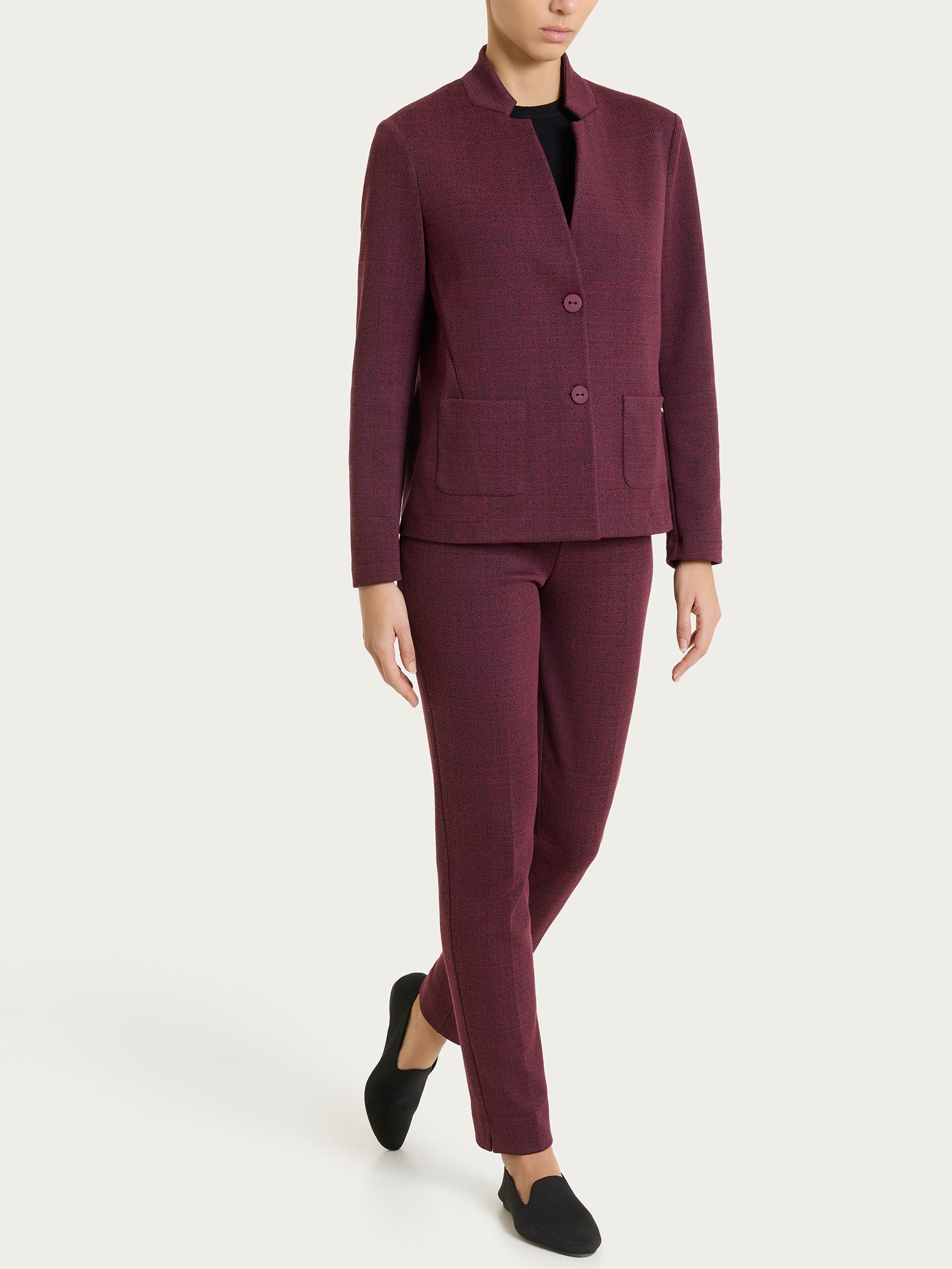 Ragno Compact Blazer Corto Jacquard Micro Check Viola
