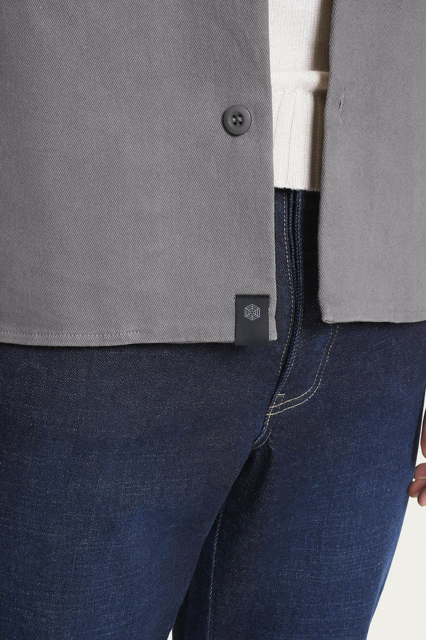 Ragno Compact Shacket Raw Twill Giacca Pietra Elasticizzata