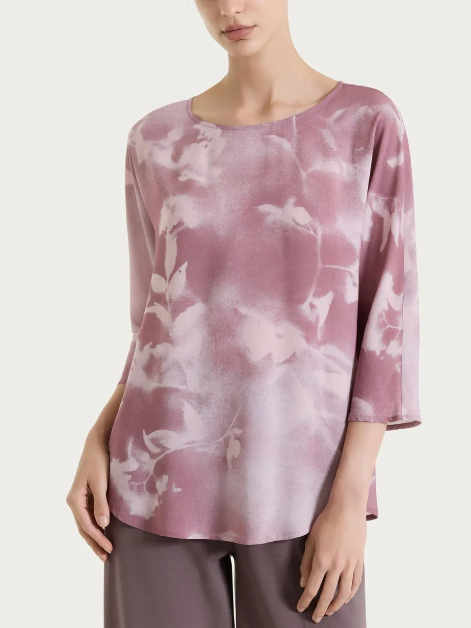 Ragno EcoSeta blusa manica 3/4 fantasia rosa