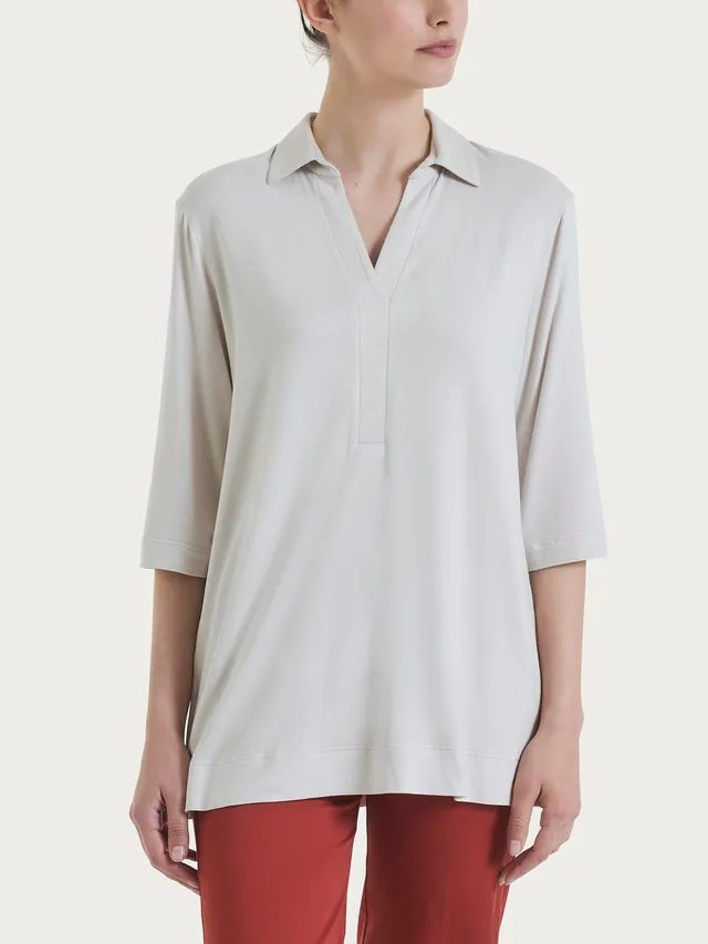 Ragno Viscosa Summer Polo Manica 3/4 Maglietta Champignon viscosa