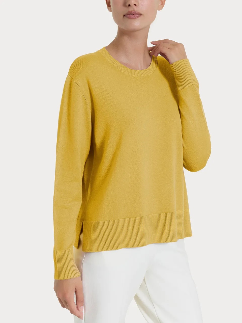 Ragno Four Seasons maglia girocollo donna Oil Yellow misto viscosa