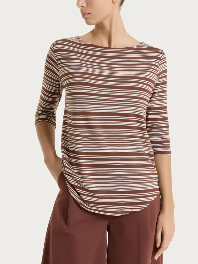 Ragno Viscosa Summer maglietta righe barchetta cappuccino viscosa