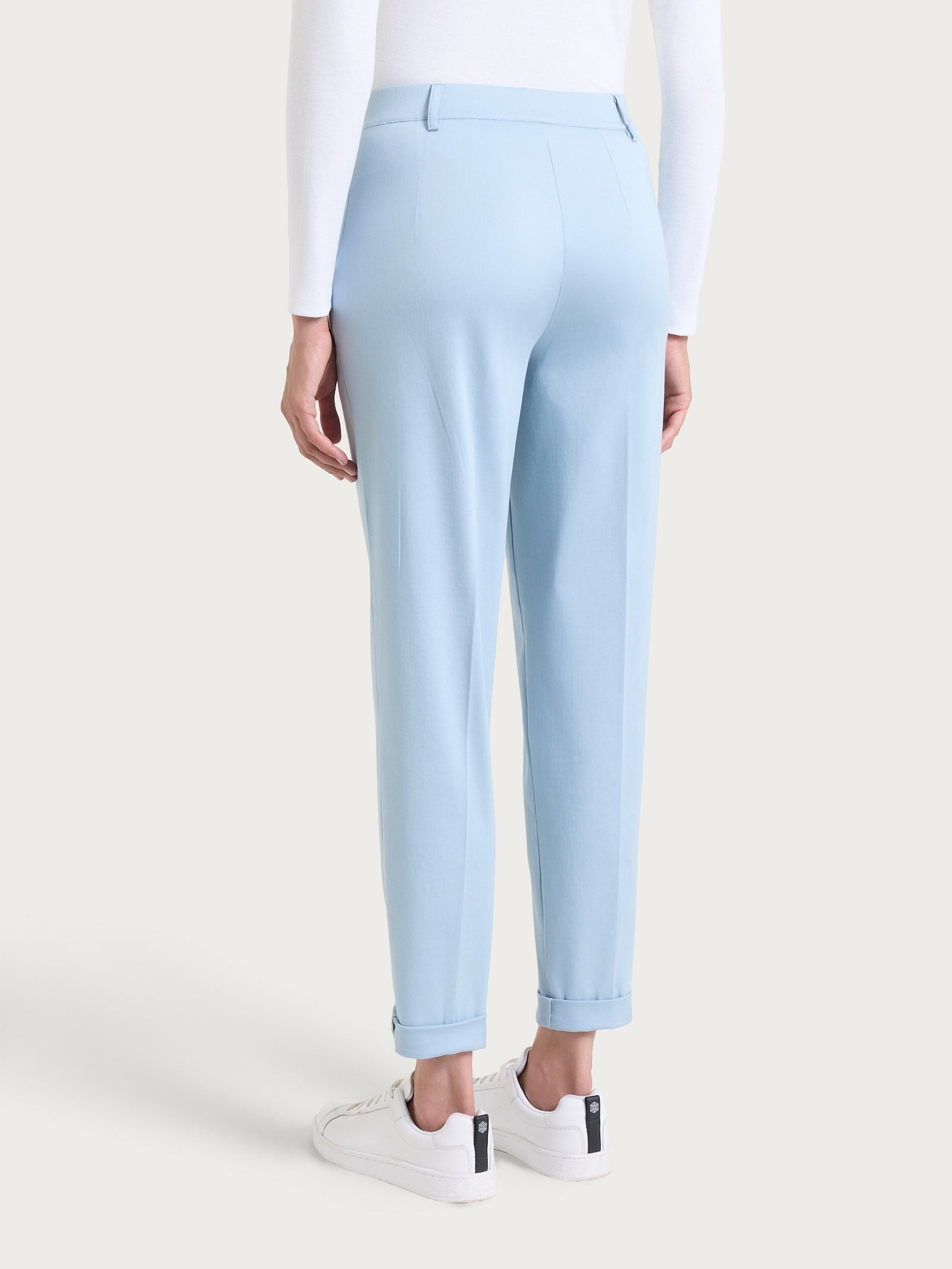 Ragno Satin Power chino slim pantalone dusty blue cotone