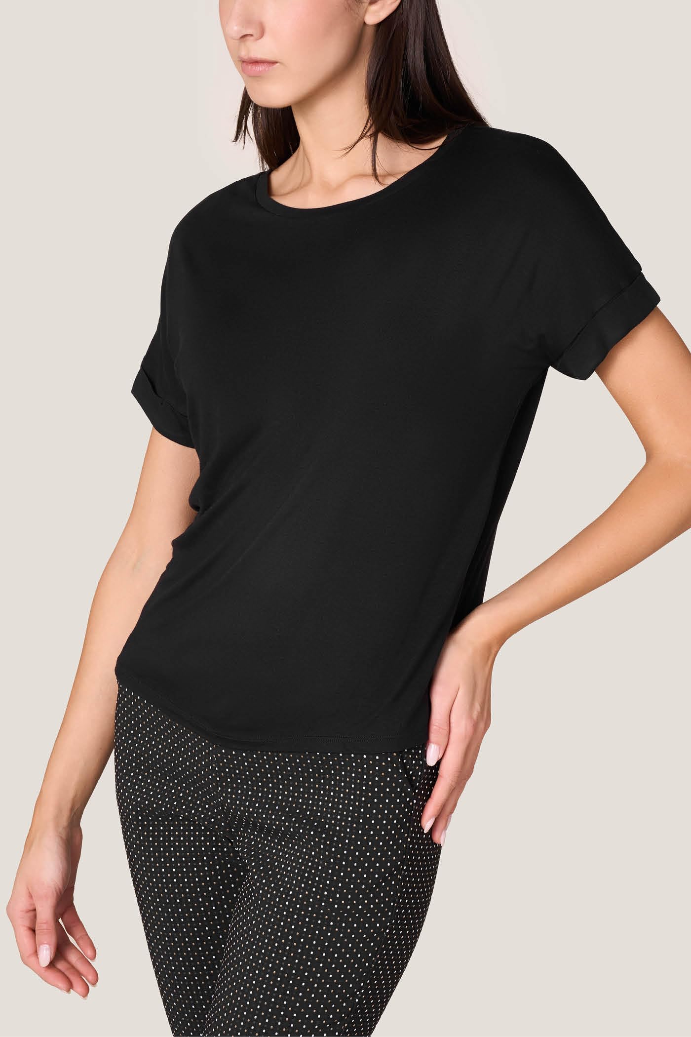 Goldenpoint Maglia Scollo Tondo Manica Corta Risvolto Lunghezza Regolare donna