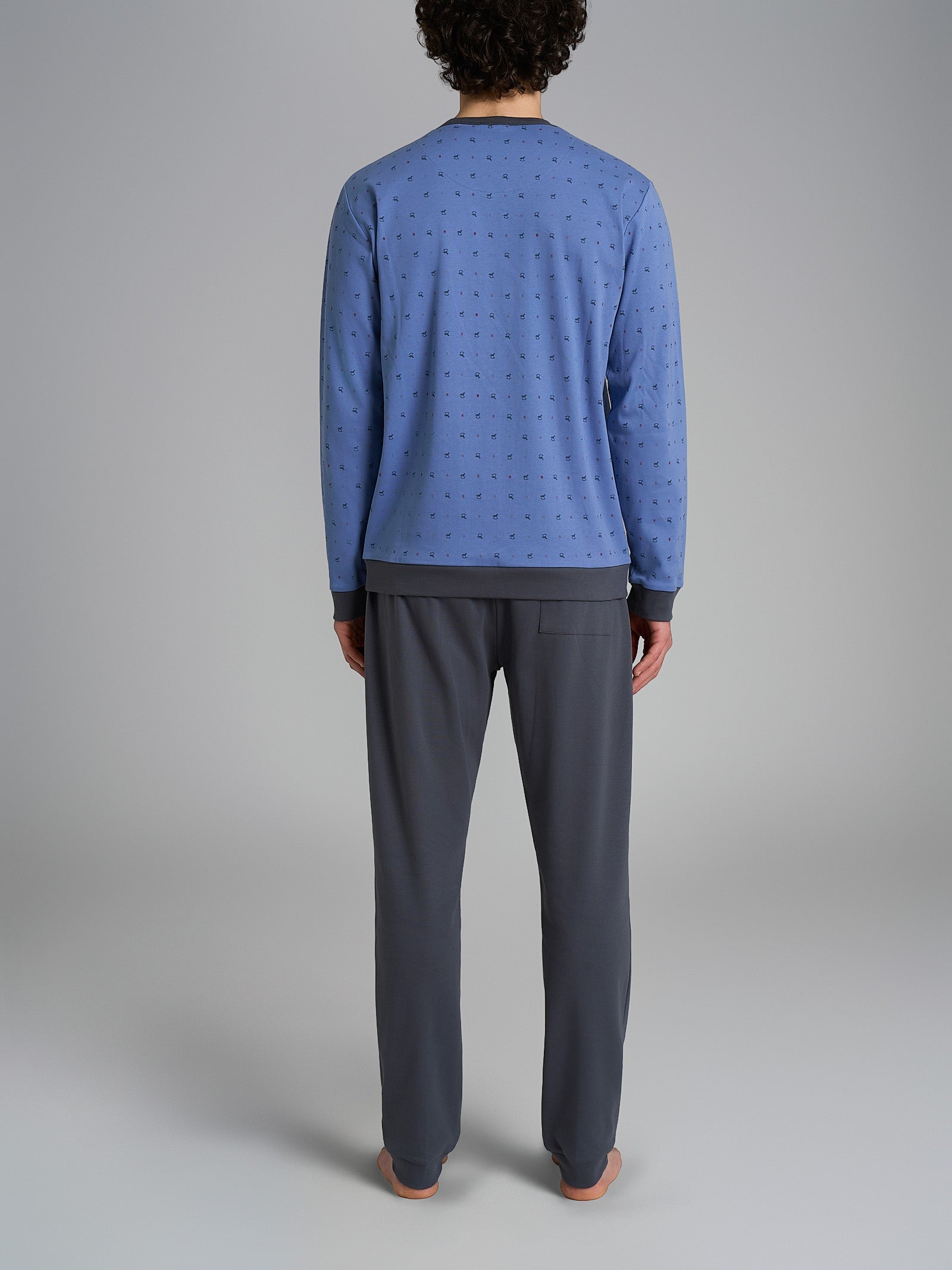 Ragno Pigiama Serafino Interlock Pigiama Colony Blue Cotone
