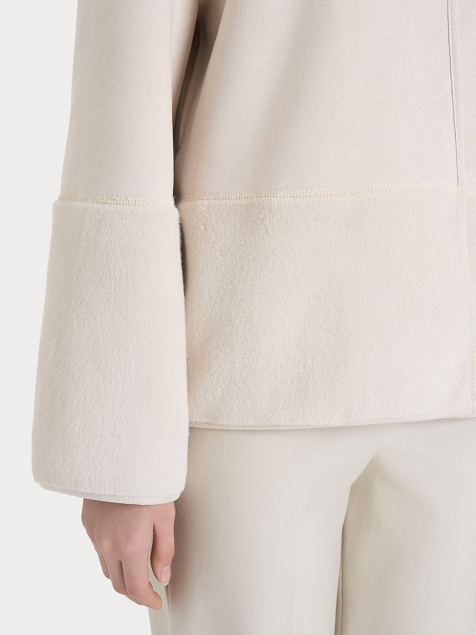 Ragno giacca corta double-face champignon in shearling