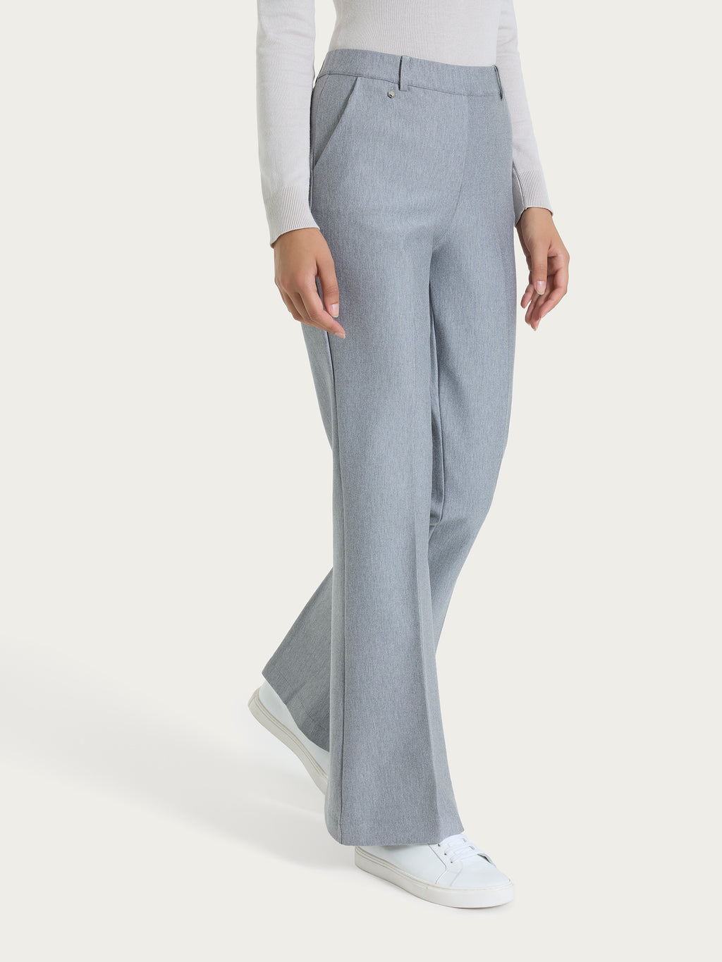 Ragno Compact pantaloni flare grigio melange con tasche