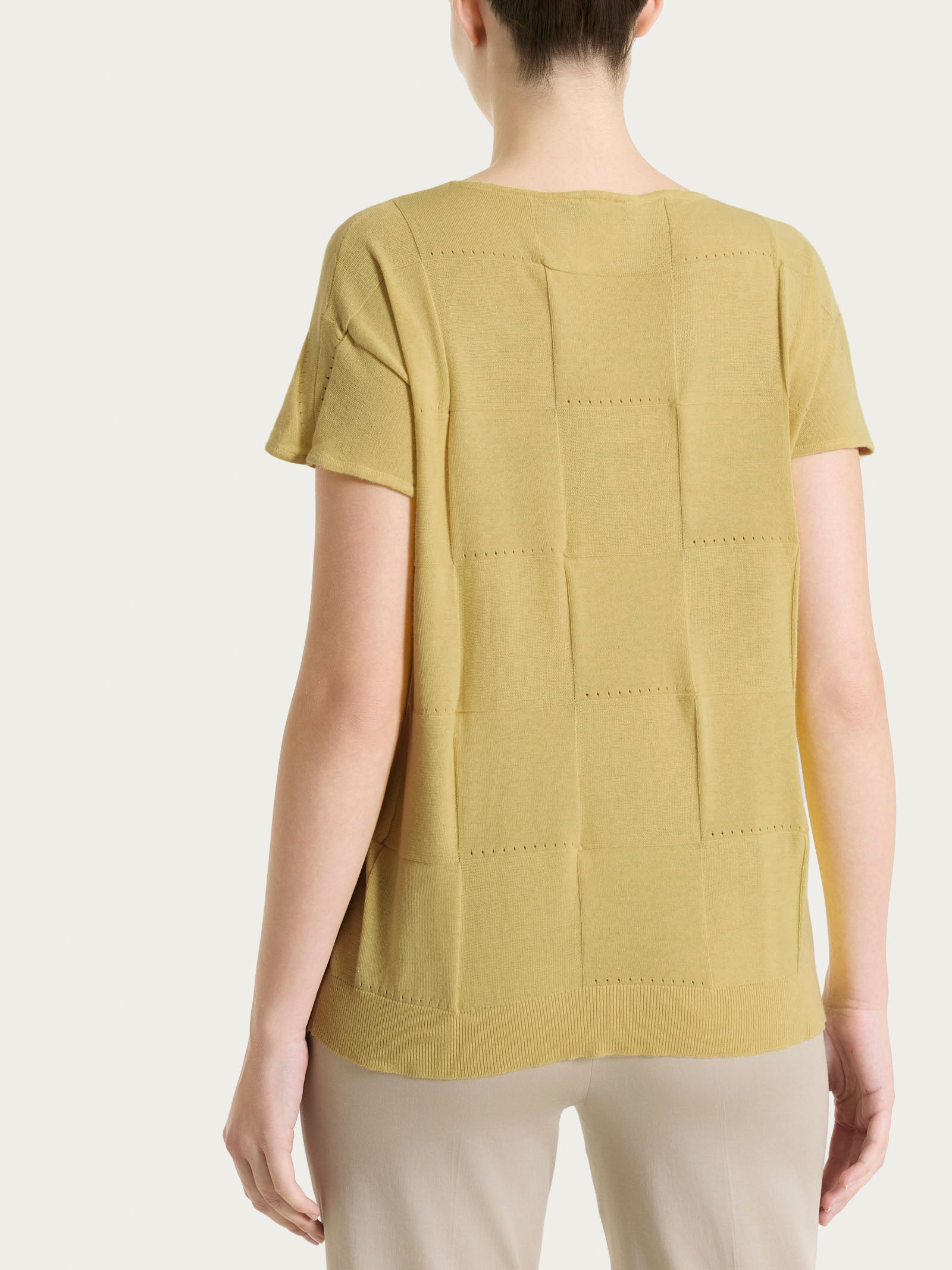 Ragno Puro Cotone Maglia manica corta check Khaki