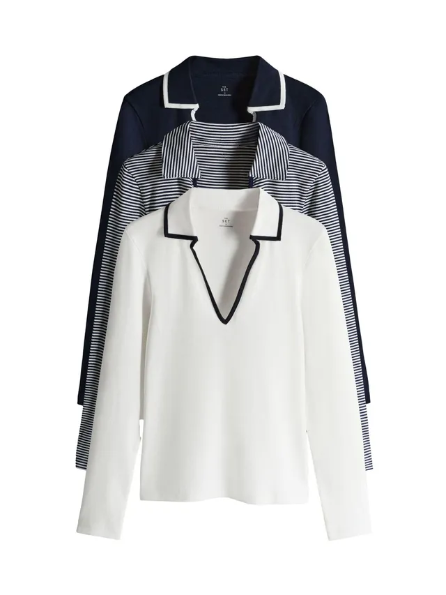 Geo Next The Set maglia coste 3 pezzi collo contrasto