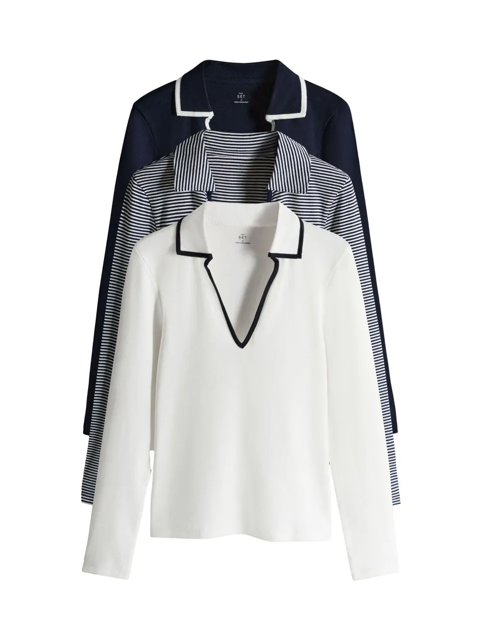 Geo Next The Set maglia coste 3 pezzi collo contrasto