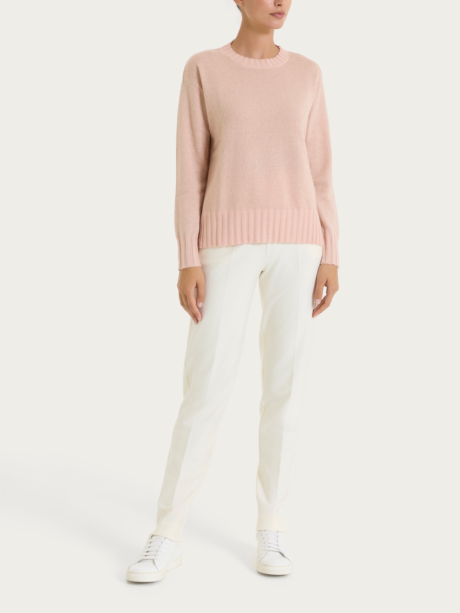 Ragno Maglia Girocollo Natural Soft Lurex Cameo Rose