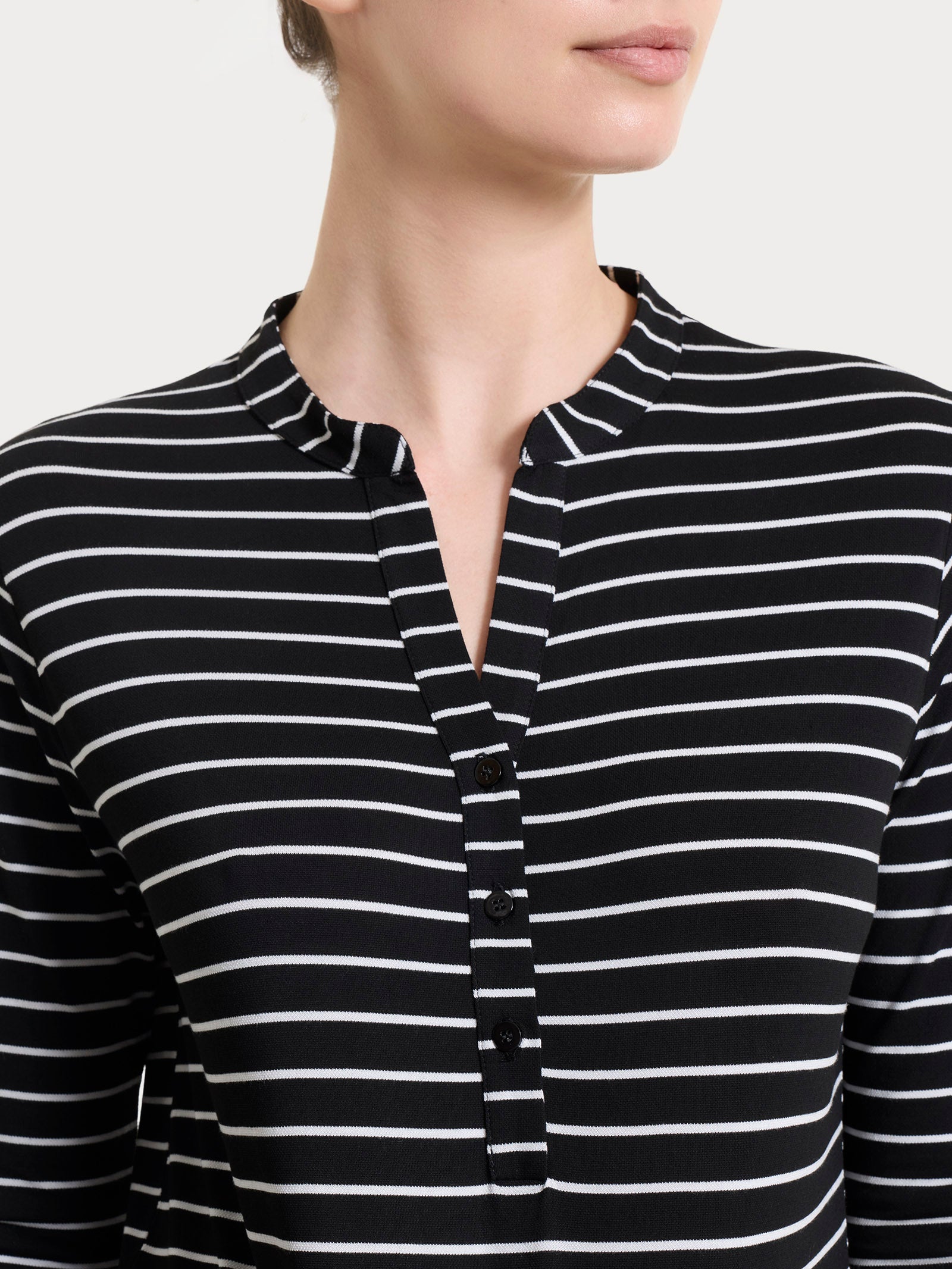 Ragno Summer Light maglietta righe serafino nero viscosa elasticizzata