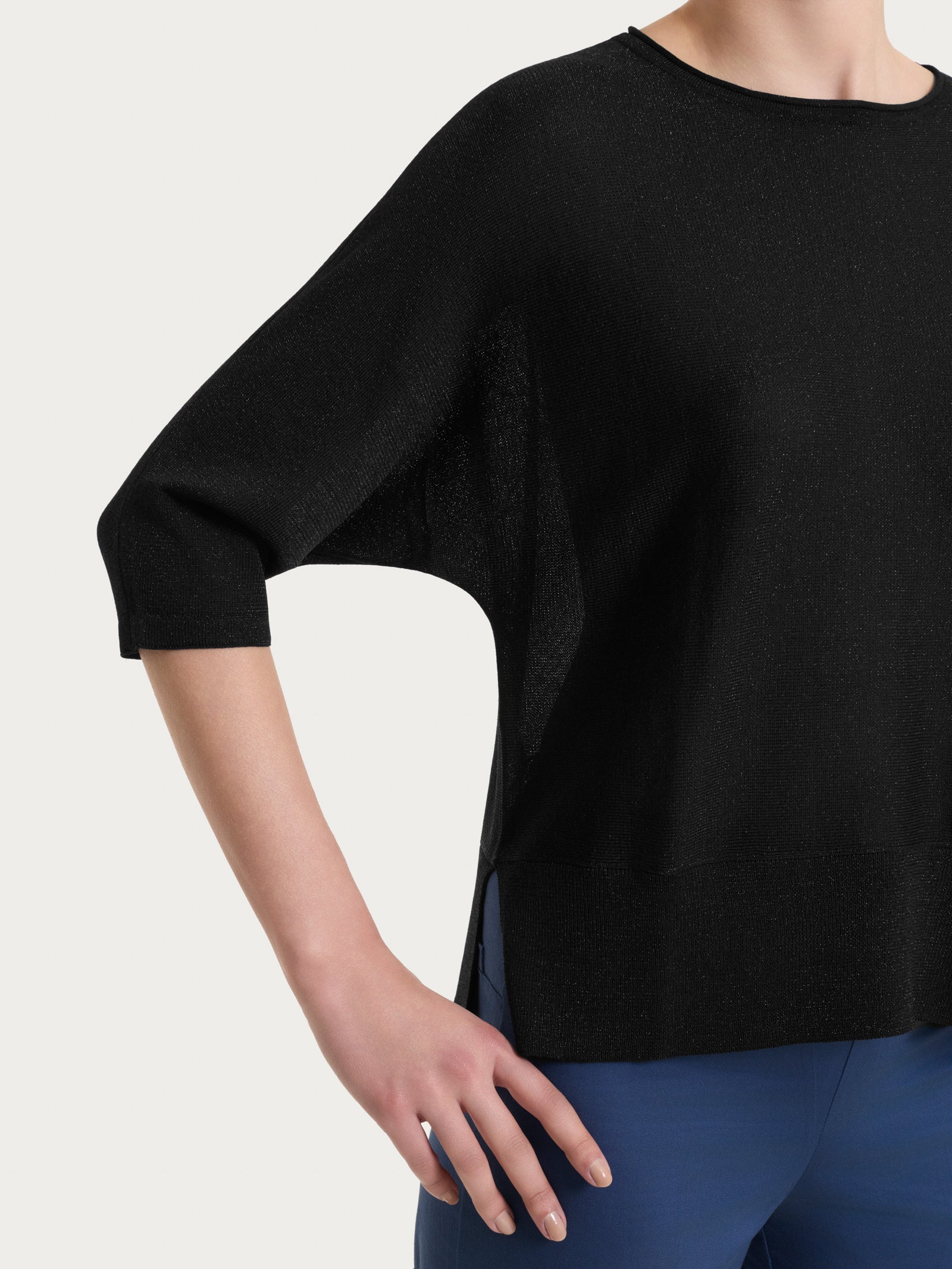 Ragno Crêpe Lurex Maglia pipistrello Nero