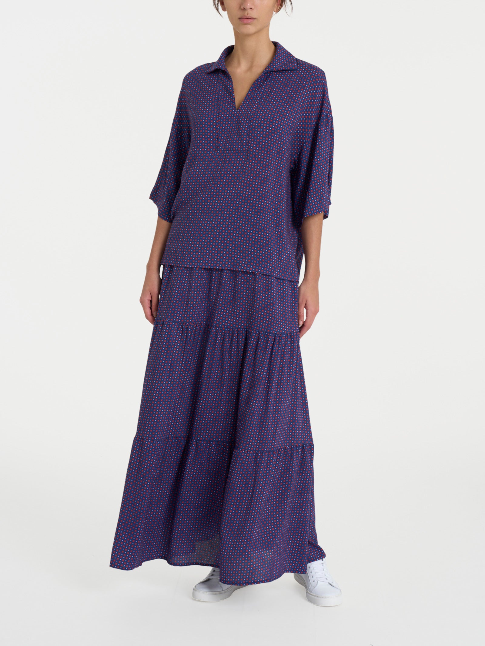 Ragno EcoSeta Blusa Collo Camicia Fant. Salsa