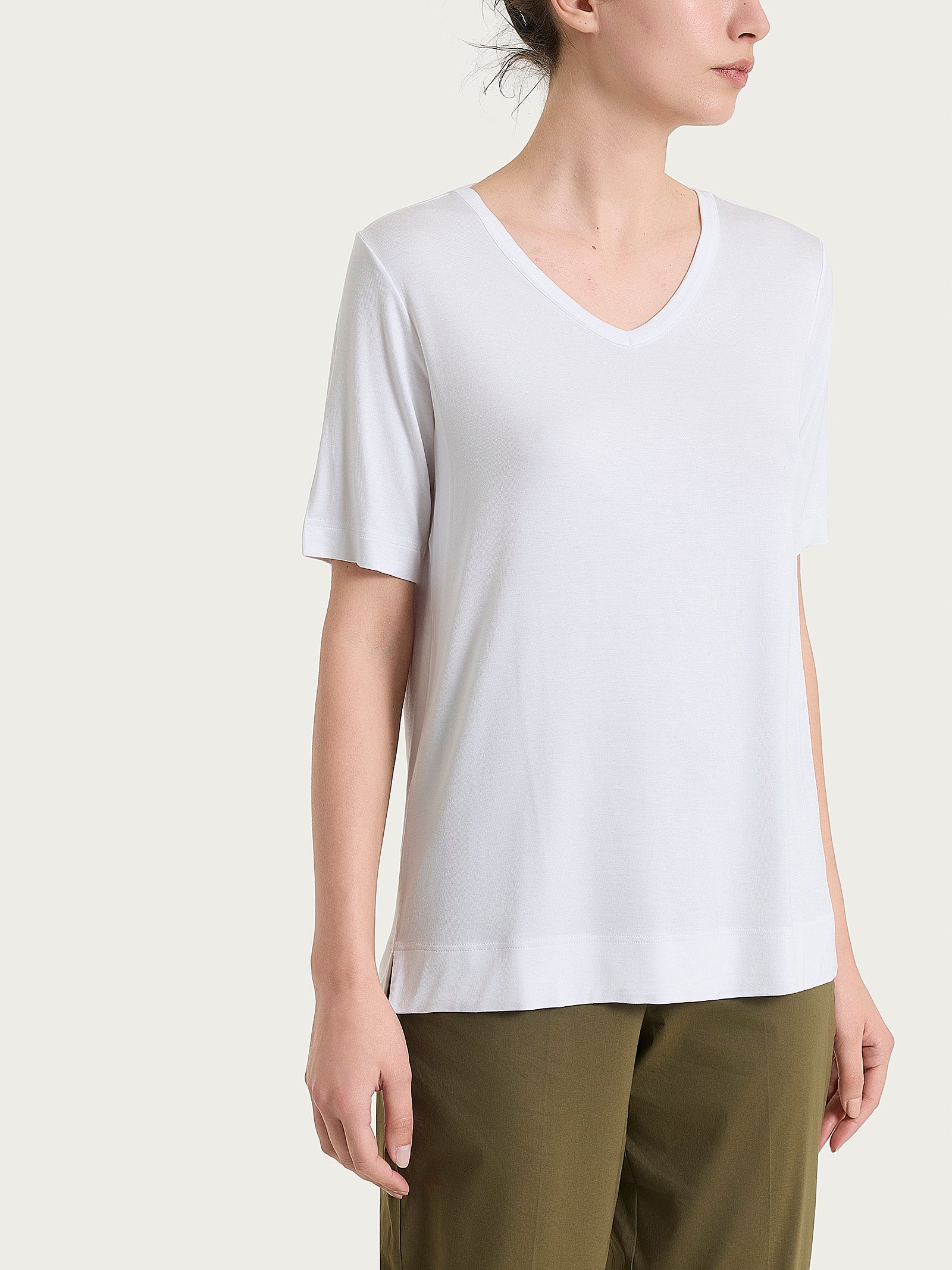 Ragno Viscosa Summer maglietta scollo V Bianco