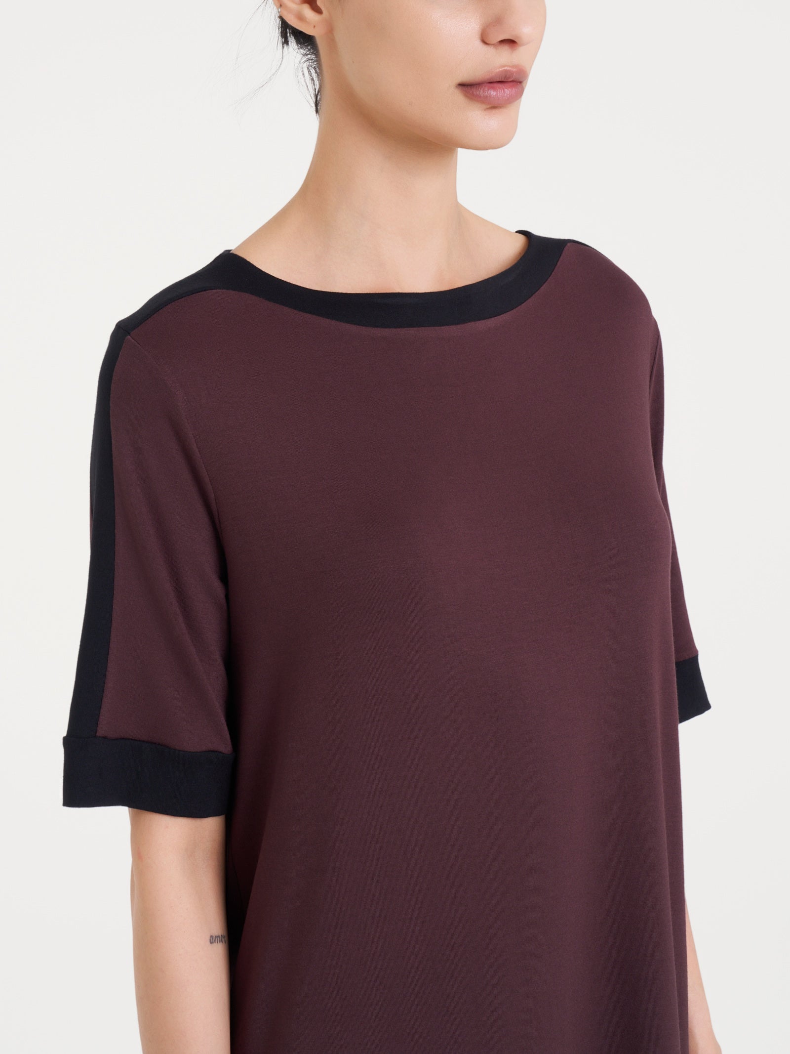 Ragno Viscosa Summer Abito Girocollo Donna Chicory Coffee Fresco