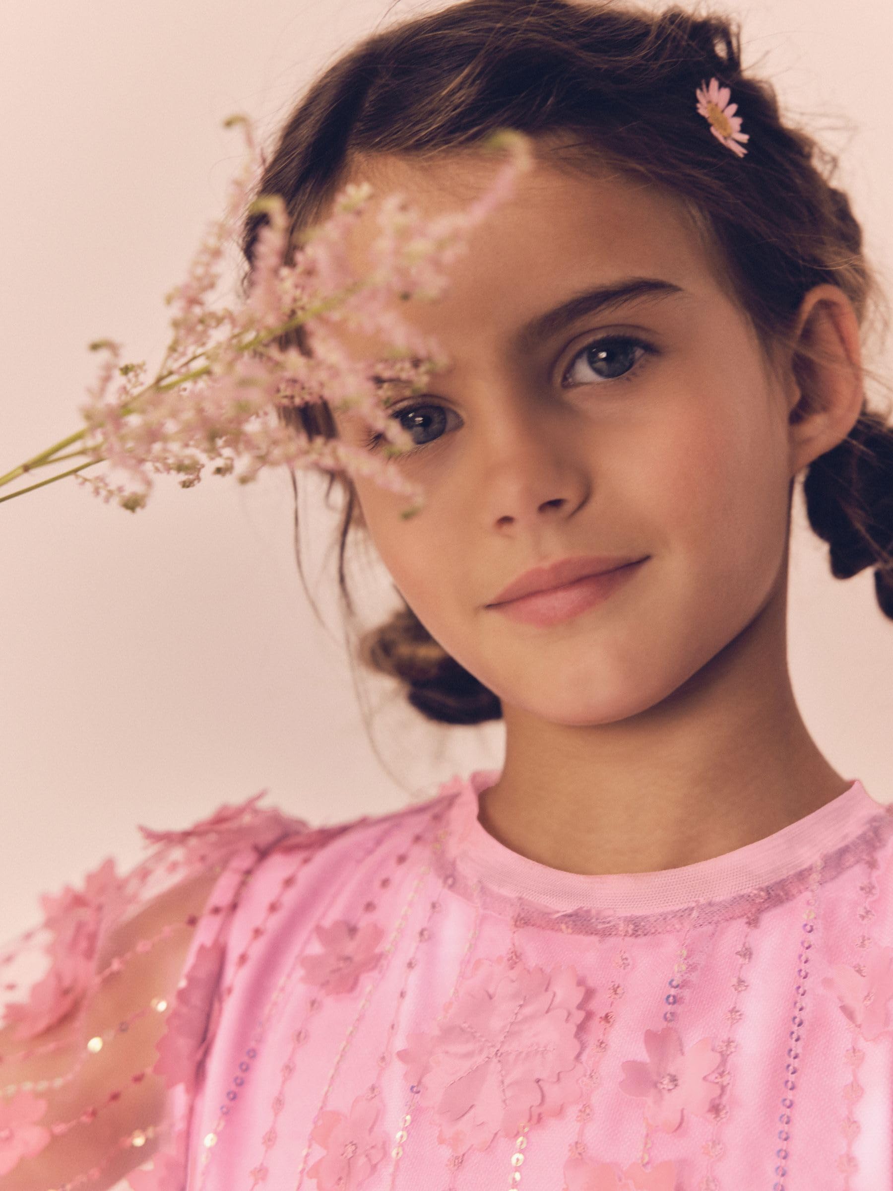 Next Abito Rete Fiori Paillettes vestito bambina 5 anni festa