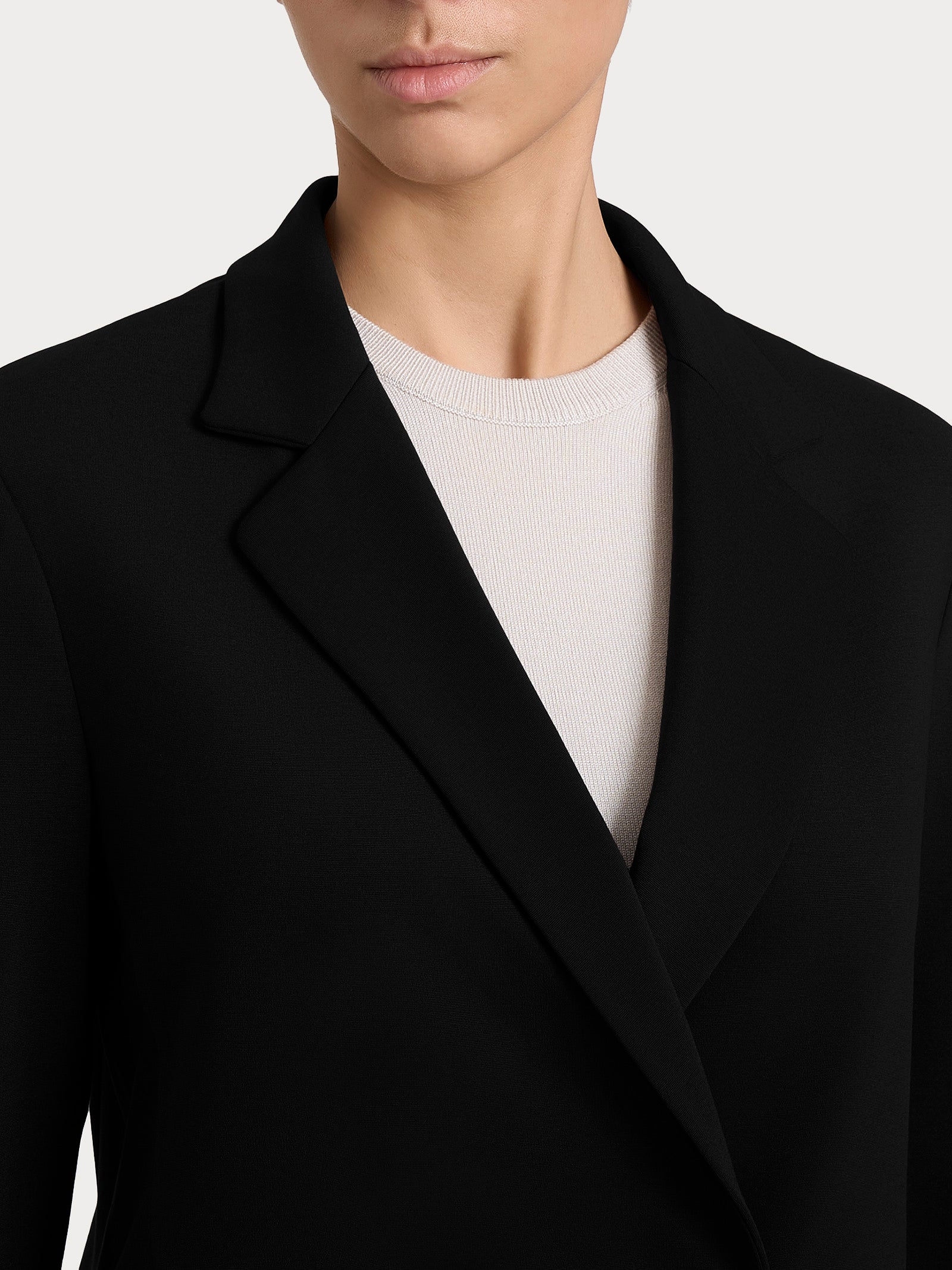 Ragno Cashmere Compact Blazer Donna Nero Doppio Petto Morbido