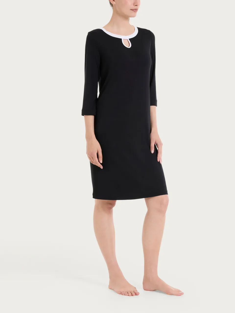 Ragno Viscosa Summer abito donna nero manica 3/4
