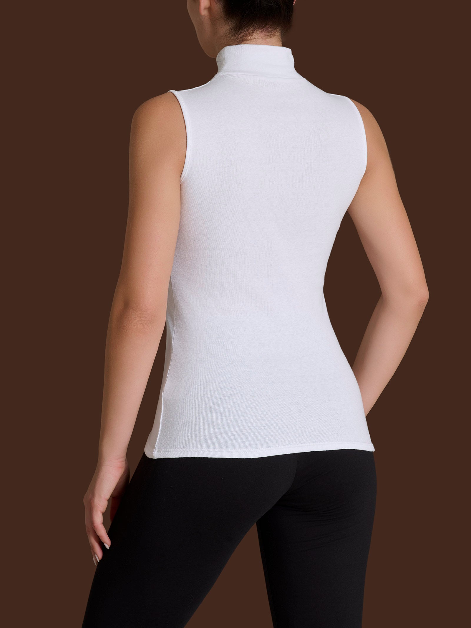 Ragno Thermo Cotton Chocolate smanicato collo alto